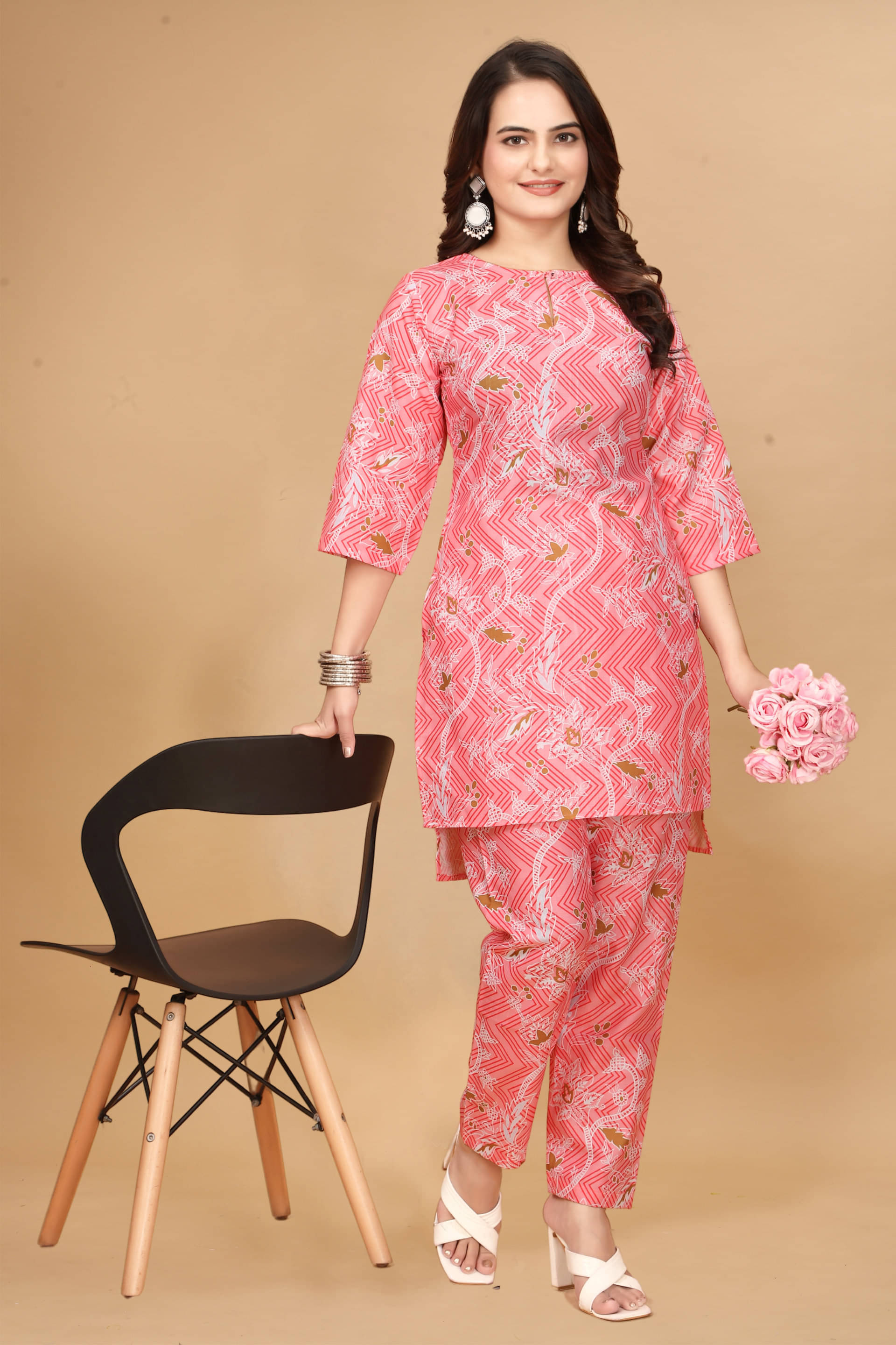 Nirja Fab Cotton Blend Printed Kurti With Pants Women's Stitched Salwar Suit - Pink ( Pack of 1 ) Nirja Fab Cotton Blend Printed Kurti With Pants Women's Stitched Salwar Suit - Pink ( Pack of 1 )