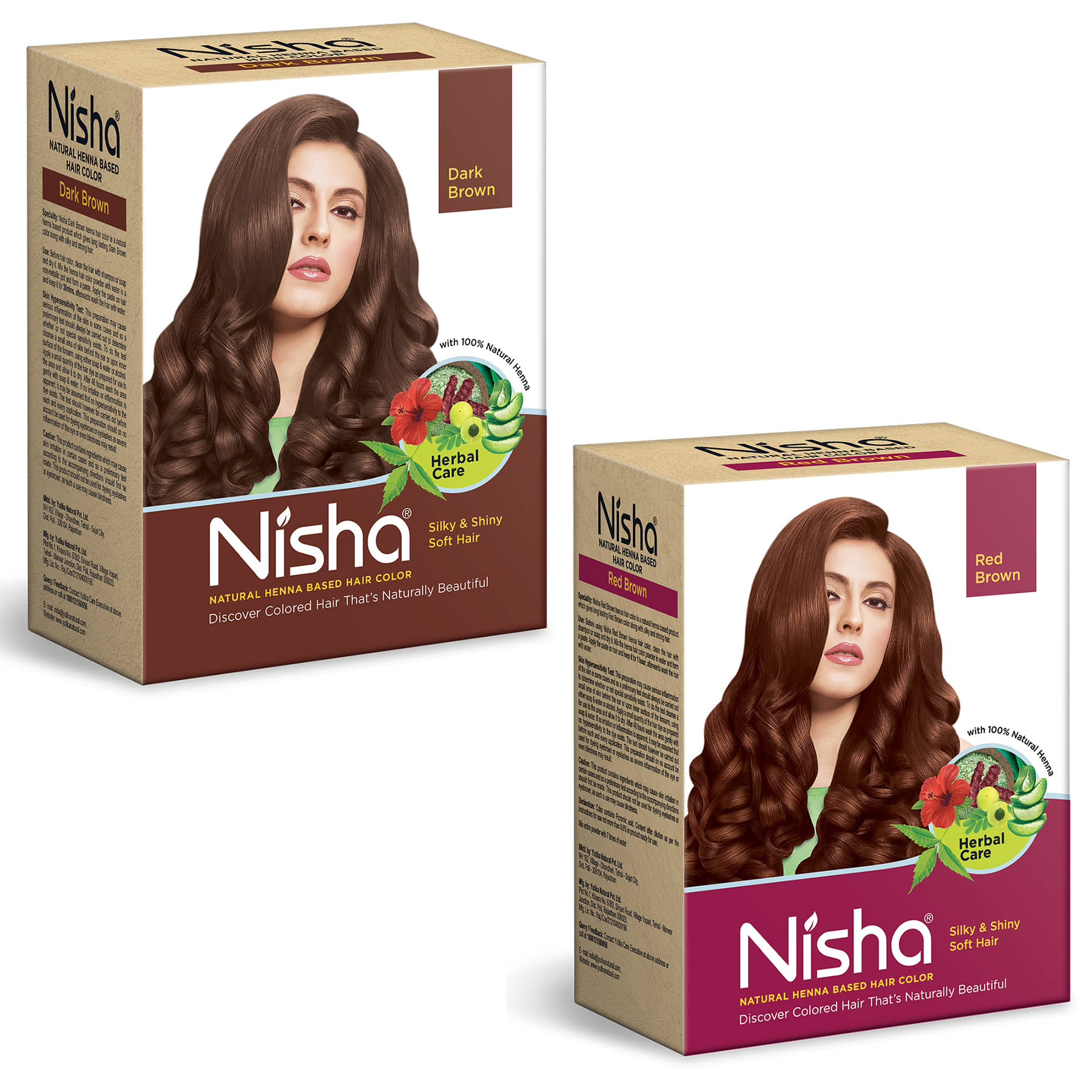 Nisha Henna Based Hair Color Dark Brown 60g and Red Brown 90g, Henna Hair Colour Women & Men, Brown Hair Dye     			Nisha Henna Based Hair Color Dark Brown 60g and Red Brown 90g, Henna Hair Colour Women & Men, Brown Hair Dye