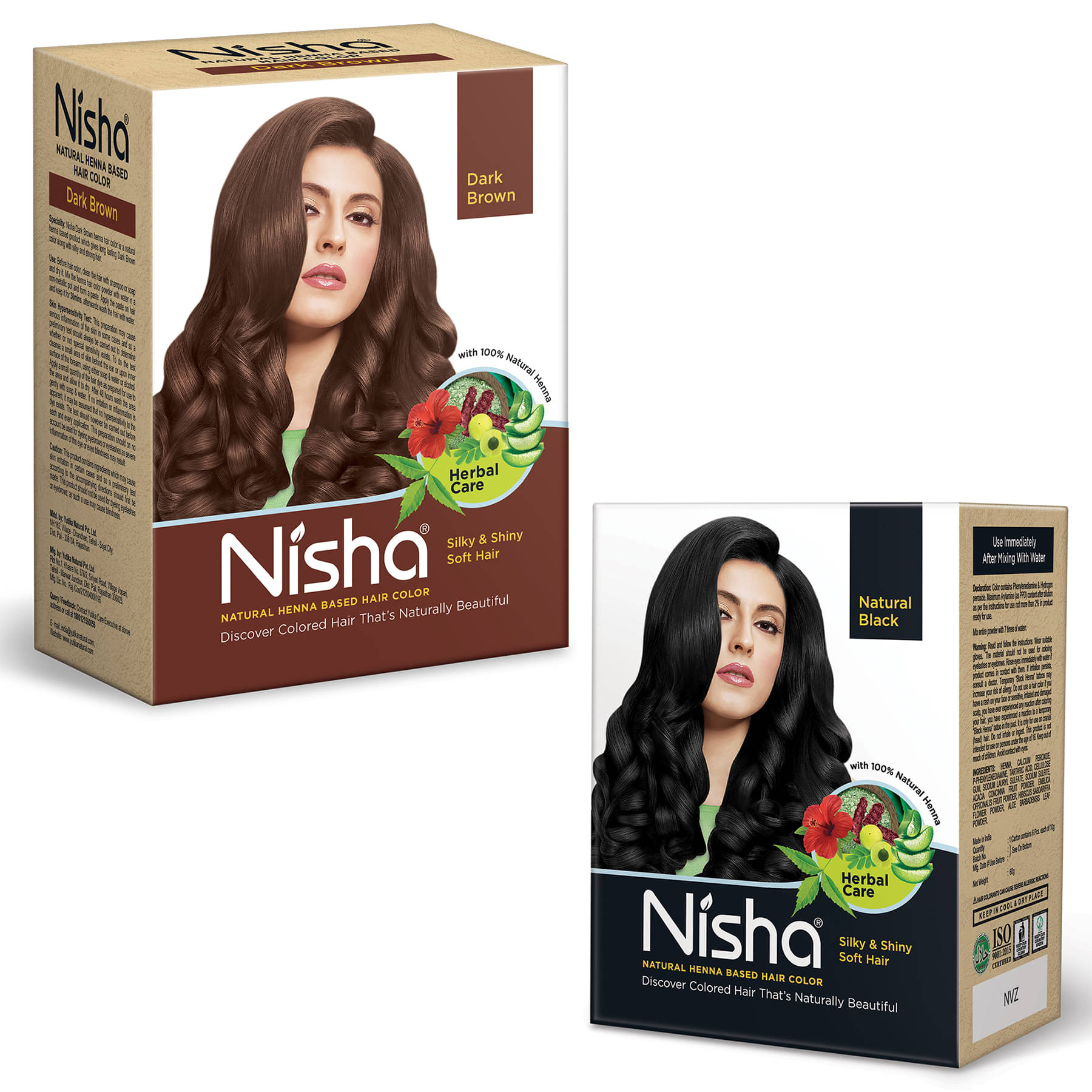 Nisha Henna Based Hair Color Natural Black 60g and Dark Brown 60g, Henna Hair Colour for Women & Men, Hair Dye     			Nisha Henna Based Hair Color Natural Black 60g and Dark Brown 60g, Henna Hair Colour for Women & Men, Hair Dye