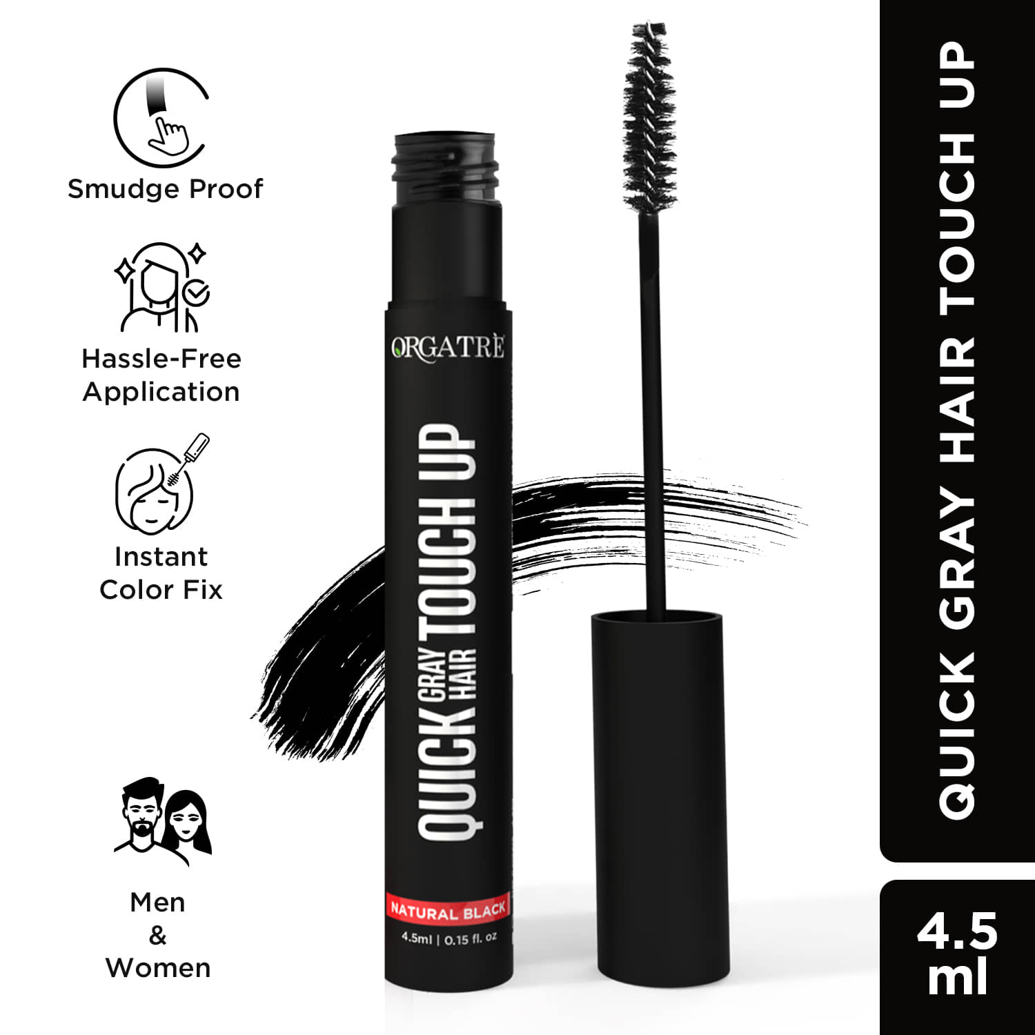 ORGATRE Hair Touch Up Stick Cruelty Free Temporary Hair Color 4 mL Black