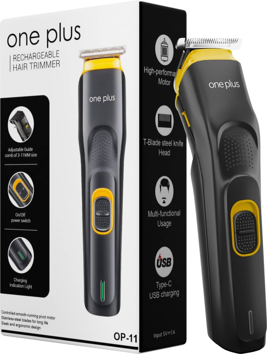     			One Plus OP11 Yellow Cordless Beard Trimmer With 120 minutes Runtime