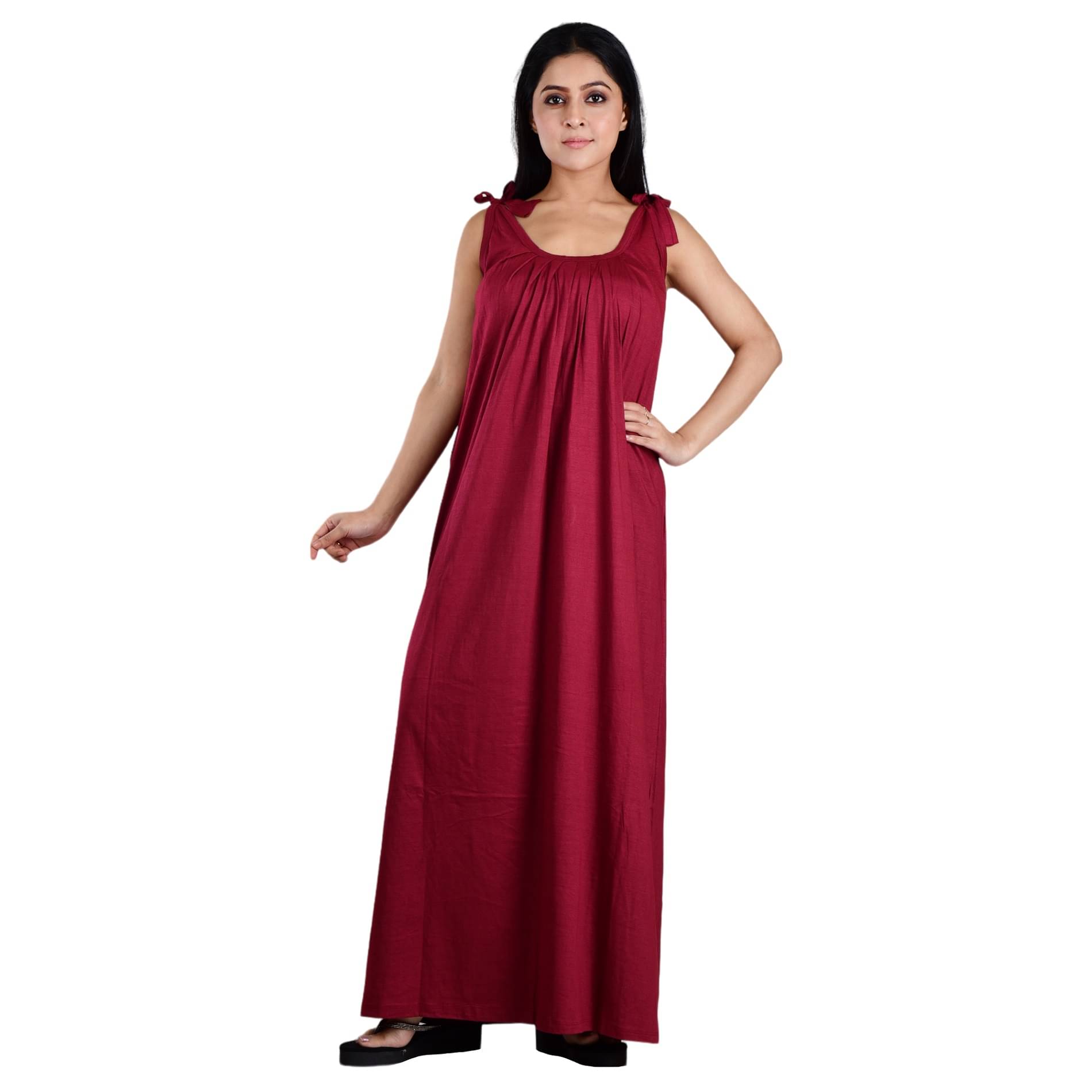 PIYALI'S CREATION WOMEN'S Maroon Hosiery Women's Nightwear Nighty & Night Gowns ( Pack of 1 )     			PIYALI'S CREATION WOMEN'S Maroon Hosiery Women's Nightwear Nighty & Night Gowns ( Pack of 1 )