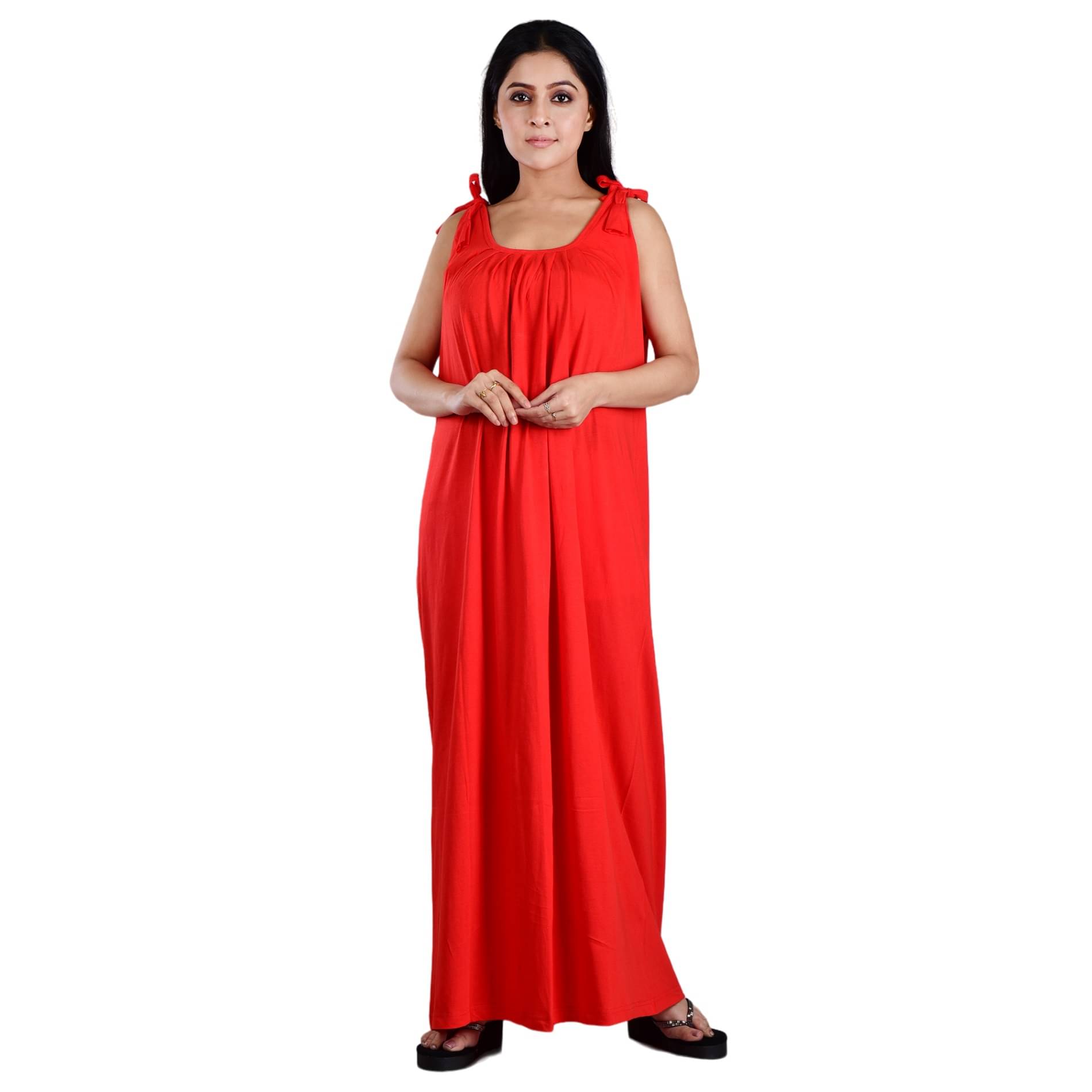 PIYALI'S CREATION WOMEN'S Red Hosiery Women's Nightwear Nighty & Night Gowns ( Pack of 1 ) PIYALI'S CREATION WOMEN'S Red Hosiery Women's Nightwear Nighty & Night Gowns ( Pack of 1 )
