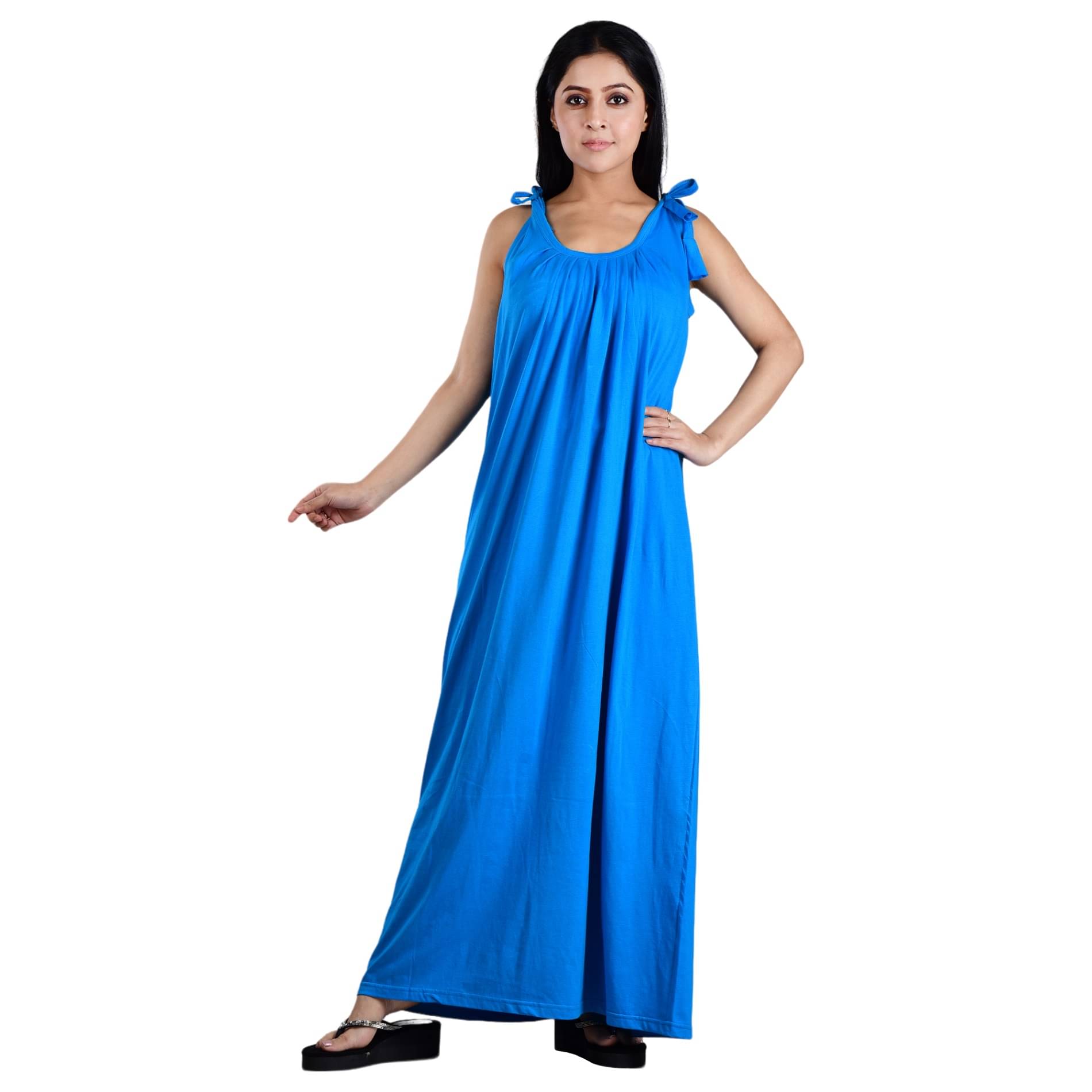 PIYALI'S CREATION WOMEN'S Blue Hosiery Women's Nightwear Nighty & Night Gowns ( Pack of 1 ) PIYALI'S CREATION WOMEN'S Blue Hosiery Women's Nightwear Nighty & Night Gowns ( Pack of 1 )