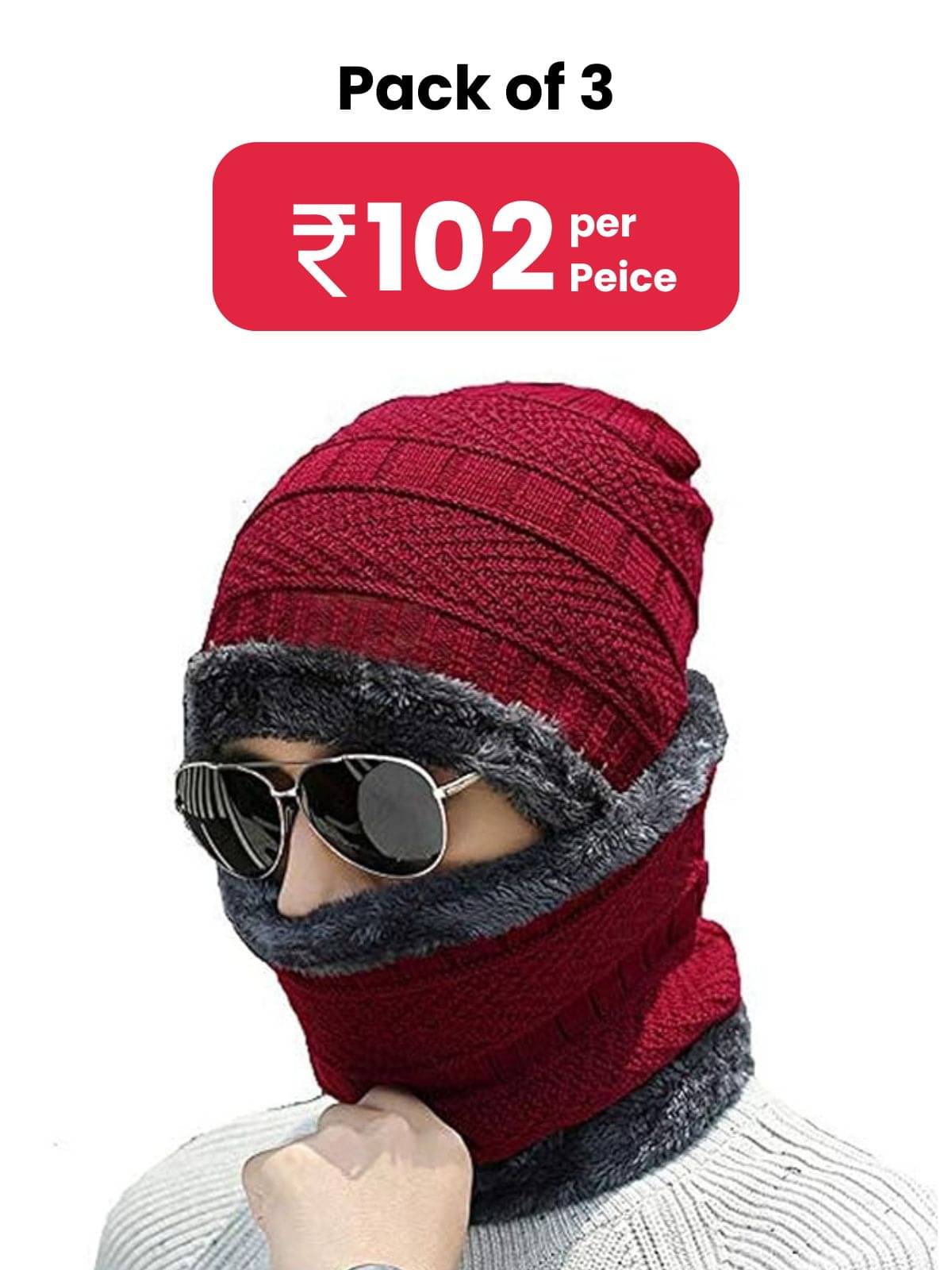 Paryag Pack of 3 Woollen Men's Cap ( Maroon ) Paryag Pack of 3 Woollen Men's Cap ( Maroon )