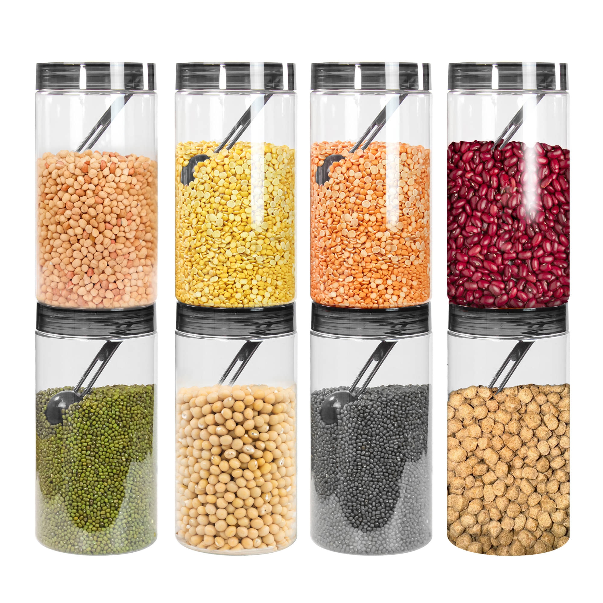PearlPet Tiffany-1400ml PET Black Multi-Purpose Container ( Set of 8 ) PearlPet Tiffany-1400ml PET Black Multi-Purpose Container ( Set of 8 )