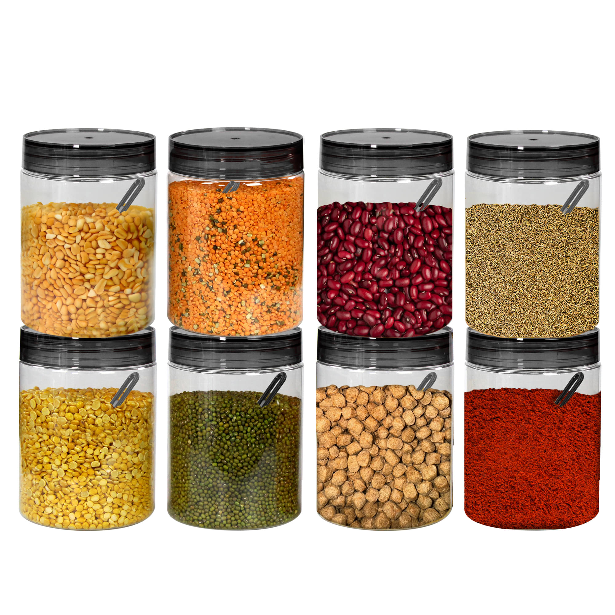     			PearlPet Tiffany-1000ml PET Black Multi-Purpose Container ( Set of 8 )
