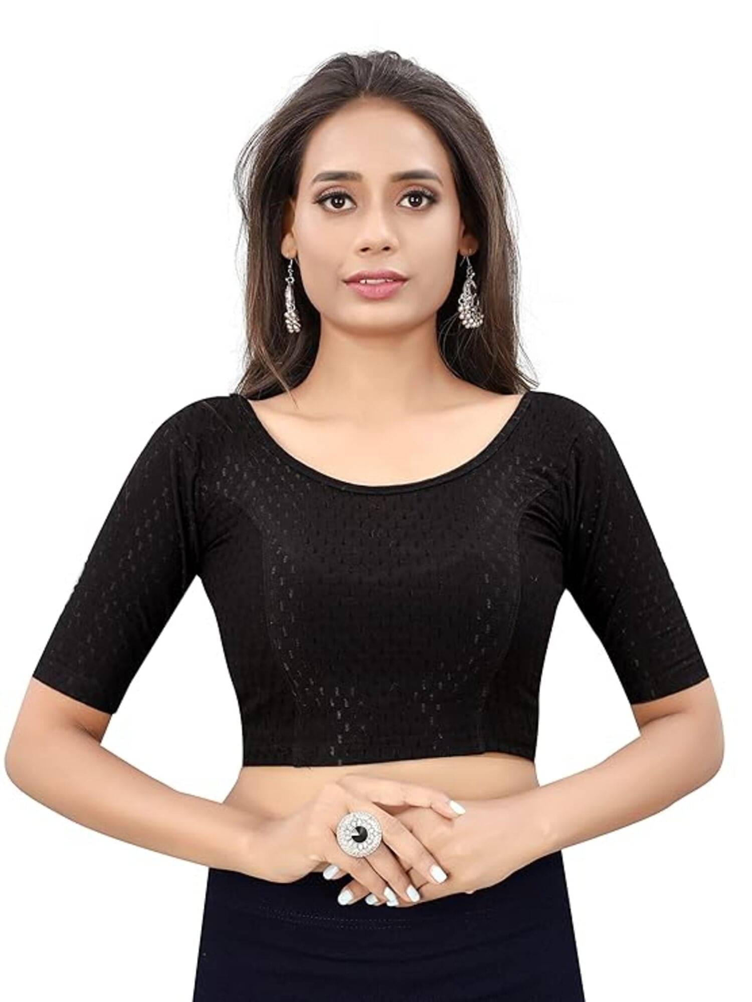     			RAJA Black Readymade without Pad Net Women's Blouse ( Pack of 1 )