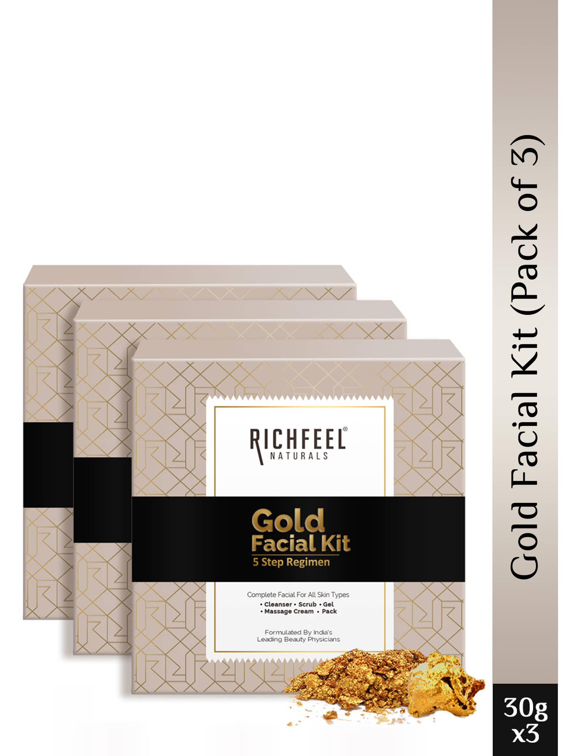 Richfeel Gold 1 Time Use Facial Kit For Normal Skin Gold 3 ( Pack of 3 )