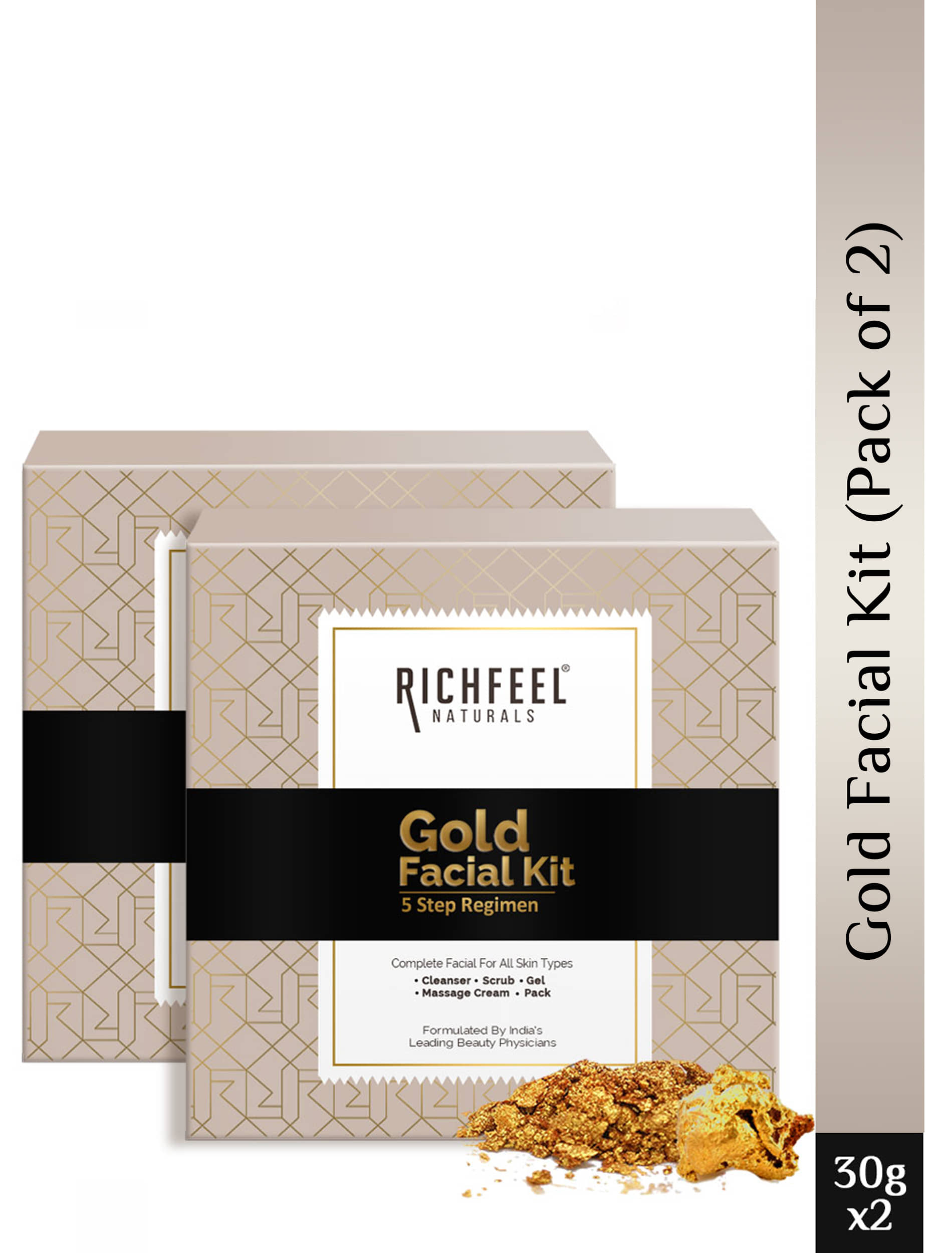 Richfeel Gold Facial 1 Time Use Facial Kit For Normal Skin Gold 2 ( Pack of 2 )