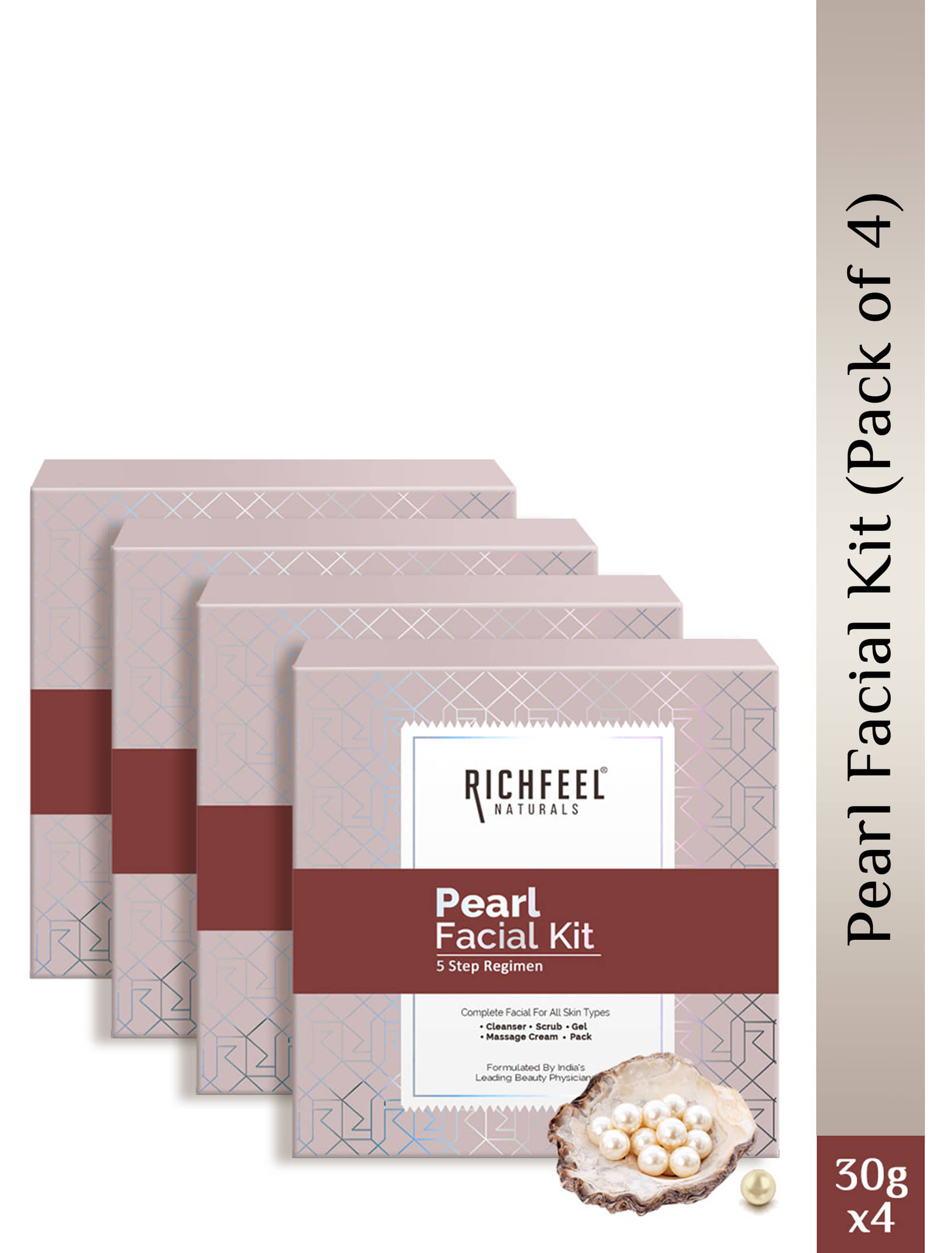 Richfeel Pearl 1 Time Use Facial Kit For Normal Skin Pearl 4 ( Pack of 4 )