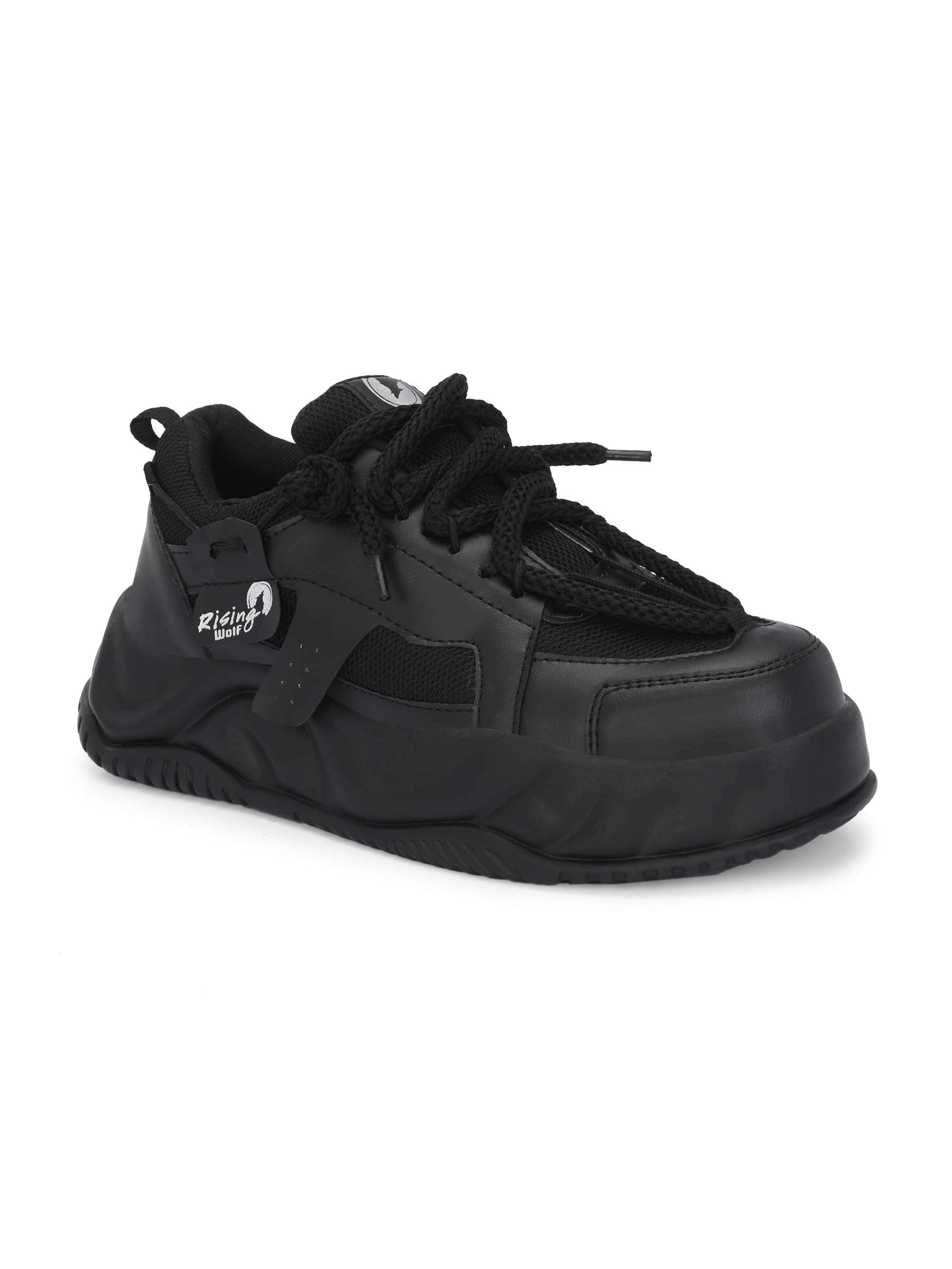 Rising Wolf Synthetic Leather Lace Up Black Men's Outdoor Shoes Rising Wolf Synthetic Leather Lace Up Black Men's Outdoor Shoes