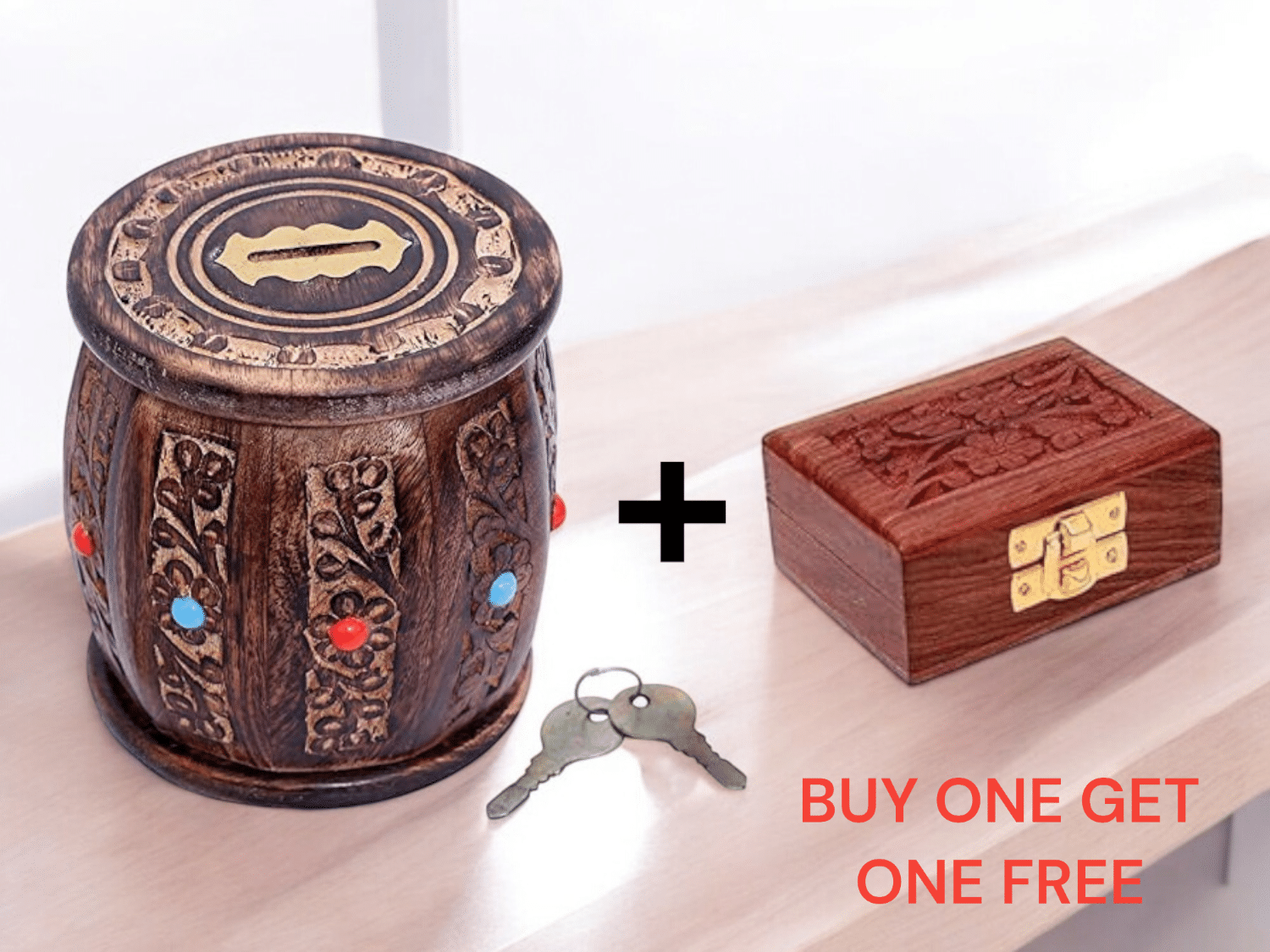     			SWH Wood Brown Piggy Bank ( Pack of 2 )