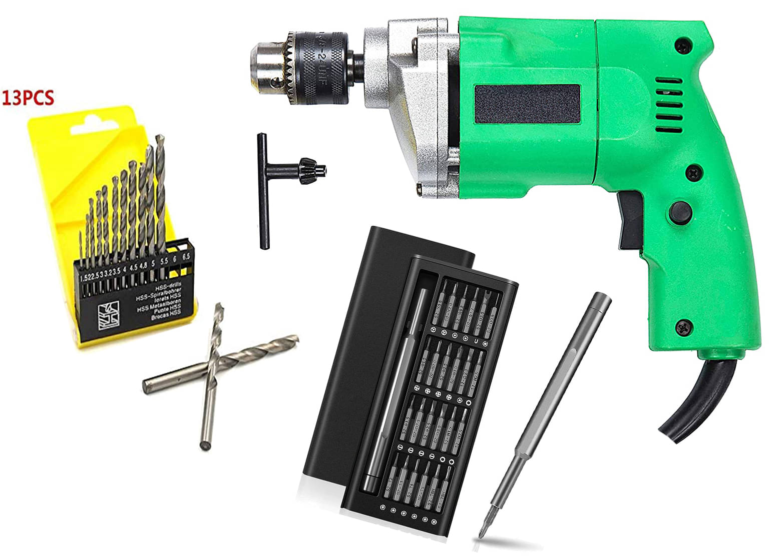     			Shopper52 - DRL13P24p-N1 400W 10mm Corded Drill Machine with Bits