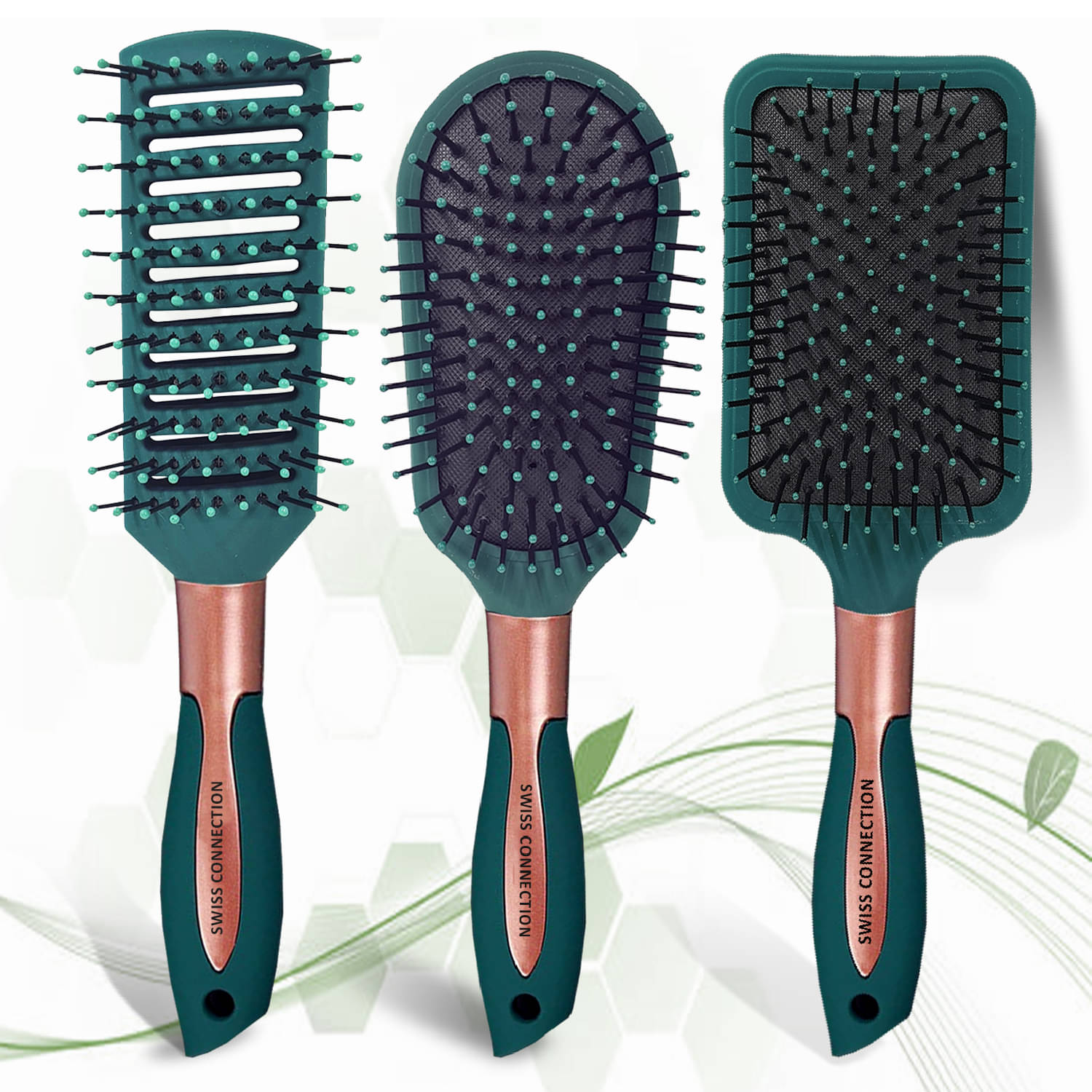     			Swiss Connection Hair Brush Set For All Hair Types ( Pack of 3 )