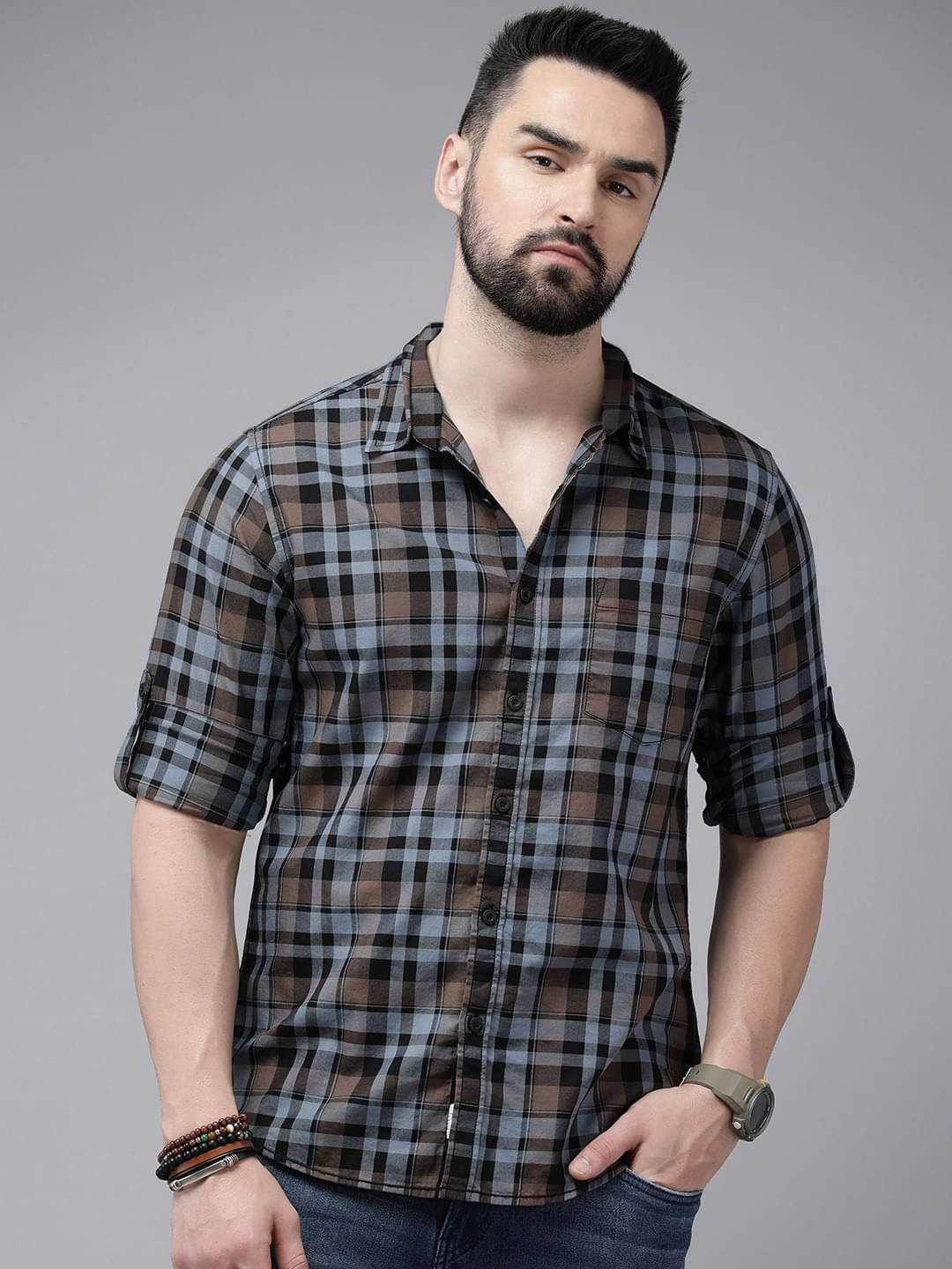 U TURN Cotton Blend Slim Fit Checks Full Sleeves Men's Casual Shirt - Multi ( Pack of 1 ) U TURN Cotton Blend Slim Fit Checks Full Sleeves Men's Casual Shirt - Multi ( Pack of 1 )
