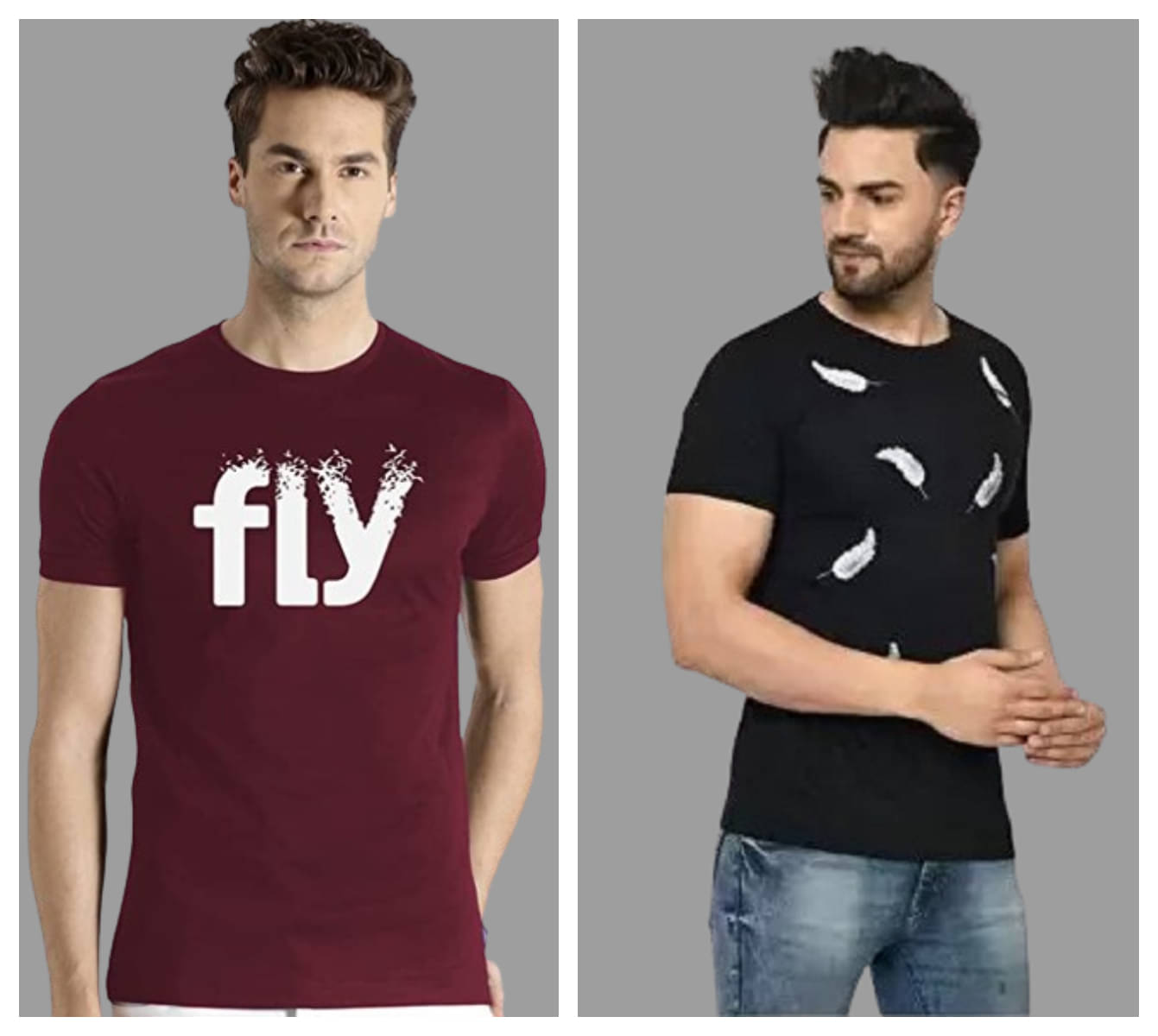     			attitude start of fashion Polyester Regular Fit Printed Half Sleeves Men's Round T-Shirt - Black ( Pack of 2 )