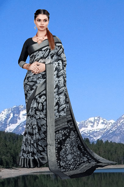 mahalaxmi fab Georgette Applique Saree With Unstitched Blouse Piece ( Black ) mahalaxmi fab Georgette Applique Saree With Unstitched Blouse Piece ( Black )