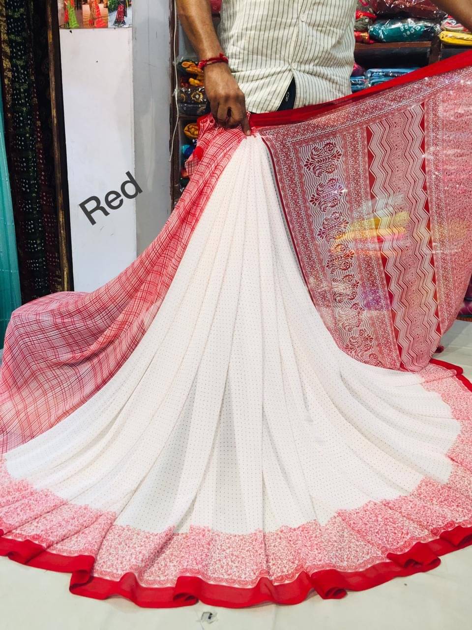 mahalaxmi fab Georgette Applique Saree With Unstitched Blouse Piece ( Red ) mahalaxmi fab Georgette Applique Saree With Unstitched Blouse Piece ( Red )