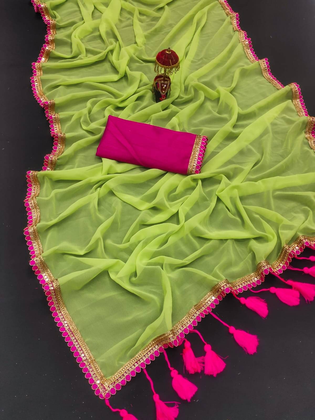 mahalaxmi fab Georgette Applique Saree With Unstitched Blouse Piece ( Light Green ) mahalaxmi fab Georgette Applique Saree With Unstitched Blouse Piece ( Light Green )