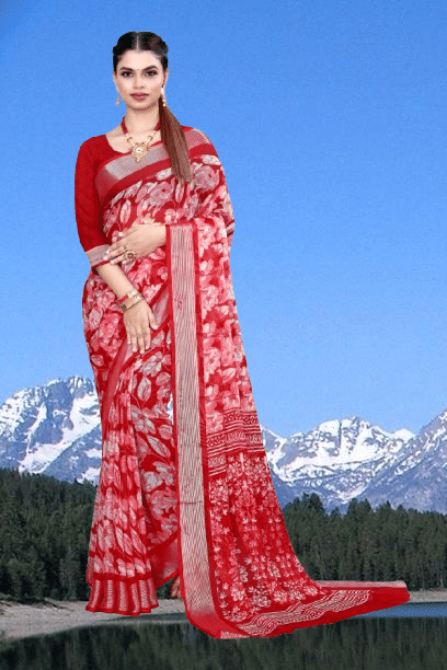 mahalaxmi fab Georgette Applique Saree With Unstitched Blouse Piece ( Red ) mahalaxmi fab Georgette Applique Saree With Unstitched Blouse Piece ( Red )