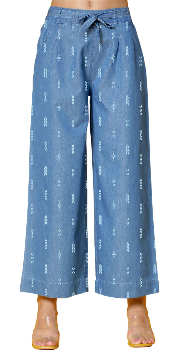     			novio Pack of 1 Denim Wide leg Women's Palazzos ( Blue )