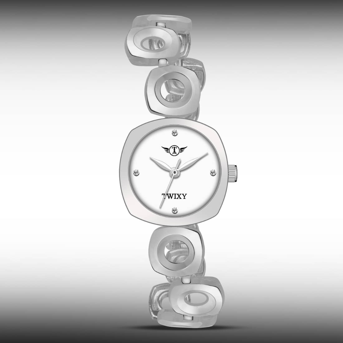     			twixy Silver Metal Analog Womens Watch