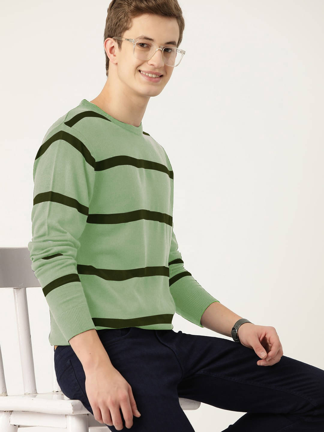     			AIN6 Woollen Blend Round Neck Men's Full Sleeves Pullover Sweater - Sea Green ( Pack of 1 )