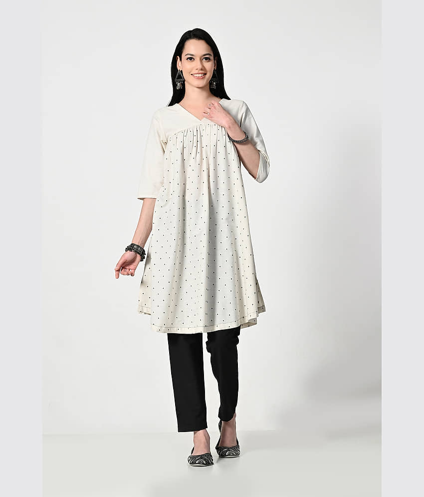 AMBI Pack of 1 Cotton Blend Printed A-line Women's Kurti - ( Cream ) - Kurtis, Tunics | Buy online on ZillyBuy