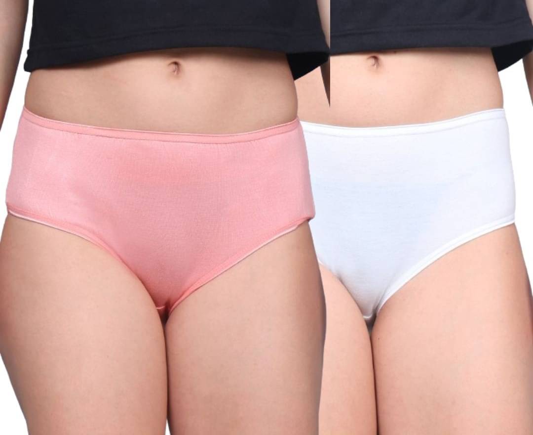 BAMBOOLOGY Pack of 2 Viscose Briefs For Women ( Peach,White ) BAMBOOLOGY Pack of 2 Viscose Briefs For Women ( Peach,White )