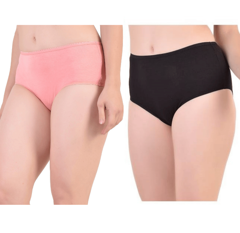 BAMBOOLOGY Pack of 2 Viscose Briefs For Women ( Peach,Black )
