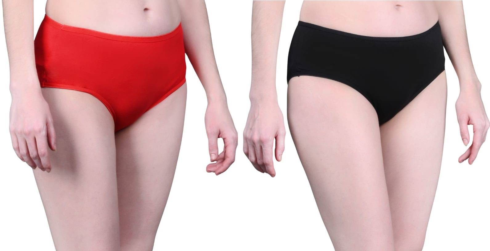     			BAMBOOLOGY Pack of 2 Viscose Briefs For Women ( Red,Black )