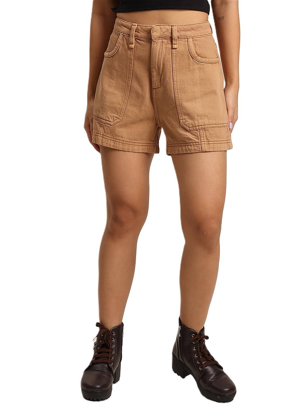     			Bene Kleed Women High-Rise Pure Cotton Tinted Denim Shorts
