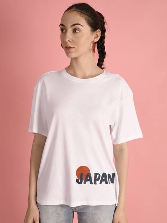 Bene Kleed Women Cotton Printed Oversized Fit Round Neck T-Shirt ( White ) Bene Kleed Women Cotton Printed Oversized Fit Round Neck T-Shirt ( White )