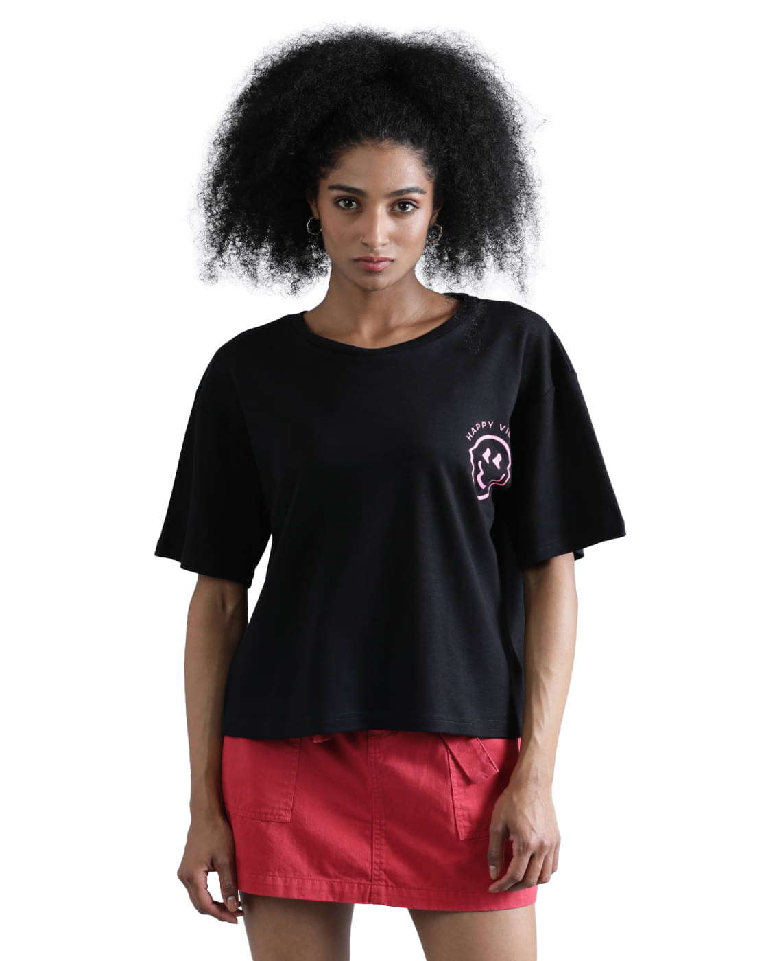     			Bene Kleed Women Cotton Printed Regular Fit Round Neck T-Shirt ( Black )