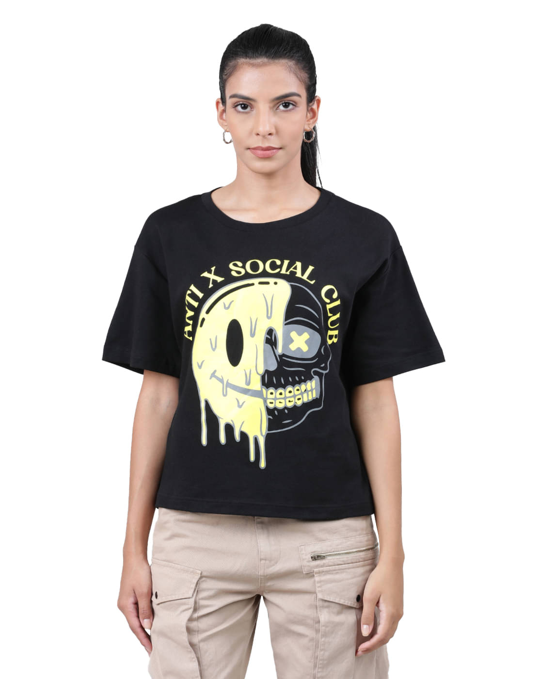 Bene Kleed Women Cotton Printed Regular Fit Round Neck T-Shirt ( Black ) Bene Kleed Women Cotton Printed Regular Fit Round Neck T-Shirt ( Black )