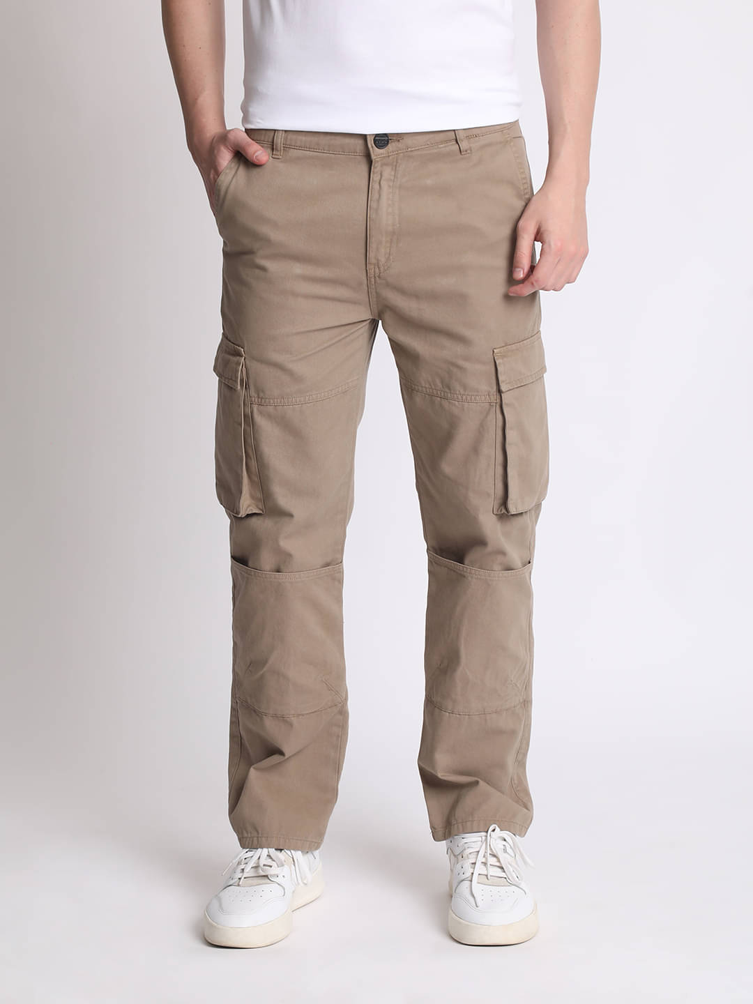     			Ivoc Men Relaxed Loose Fit Cargos Trousers