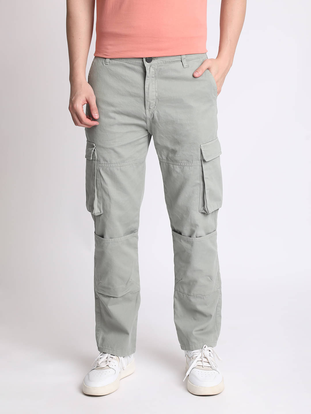     			Ivoc Men Relaxed Loose Fit Cargos Trousers