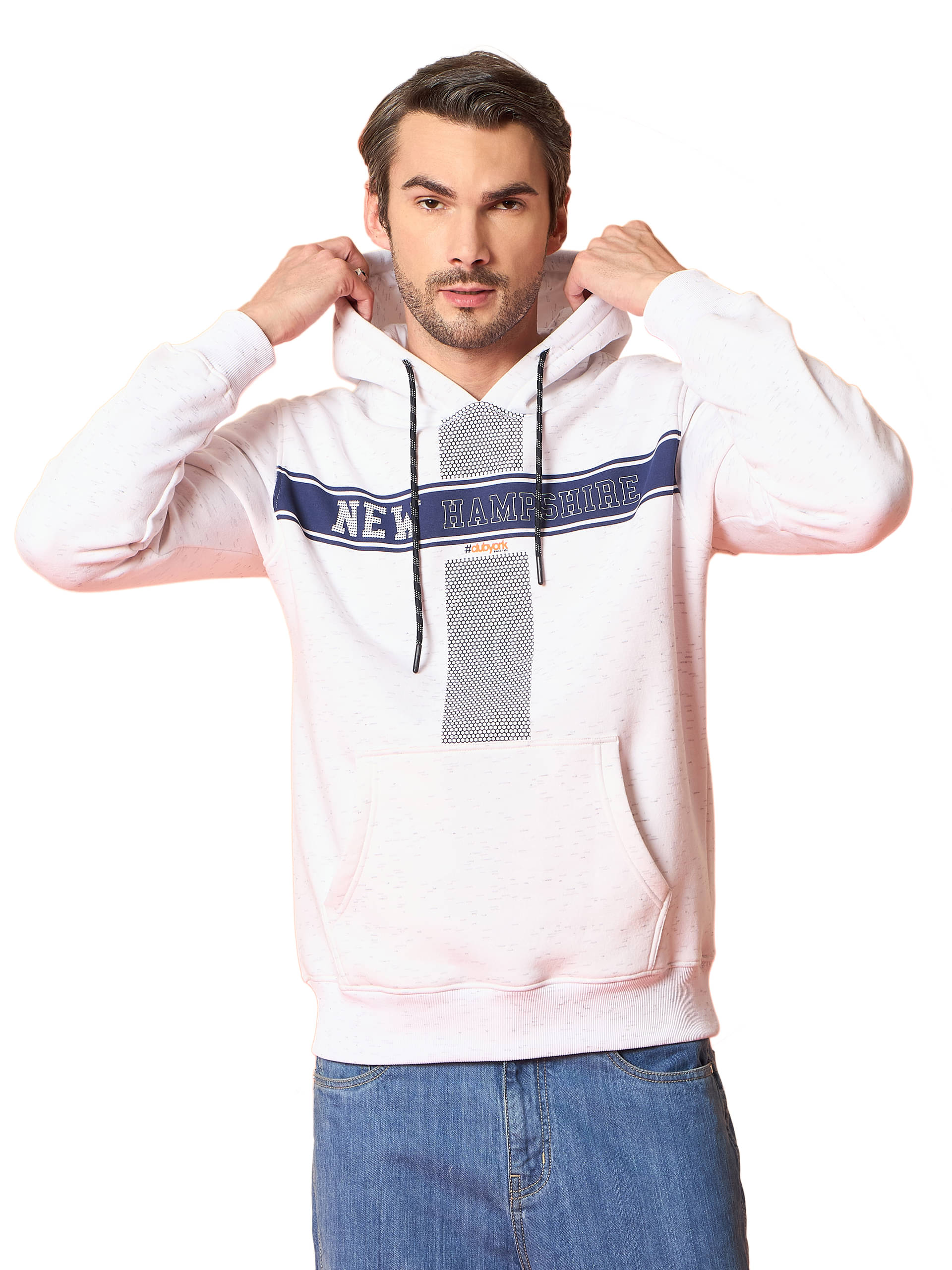 Club York Fleece Hooded Men's Sweatshirt - White ( Pack of 1 ) Club York Fleece Hooded Men's Sweatshirt - White ( Pack of 1 )