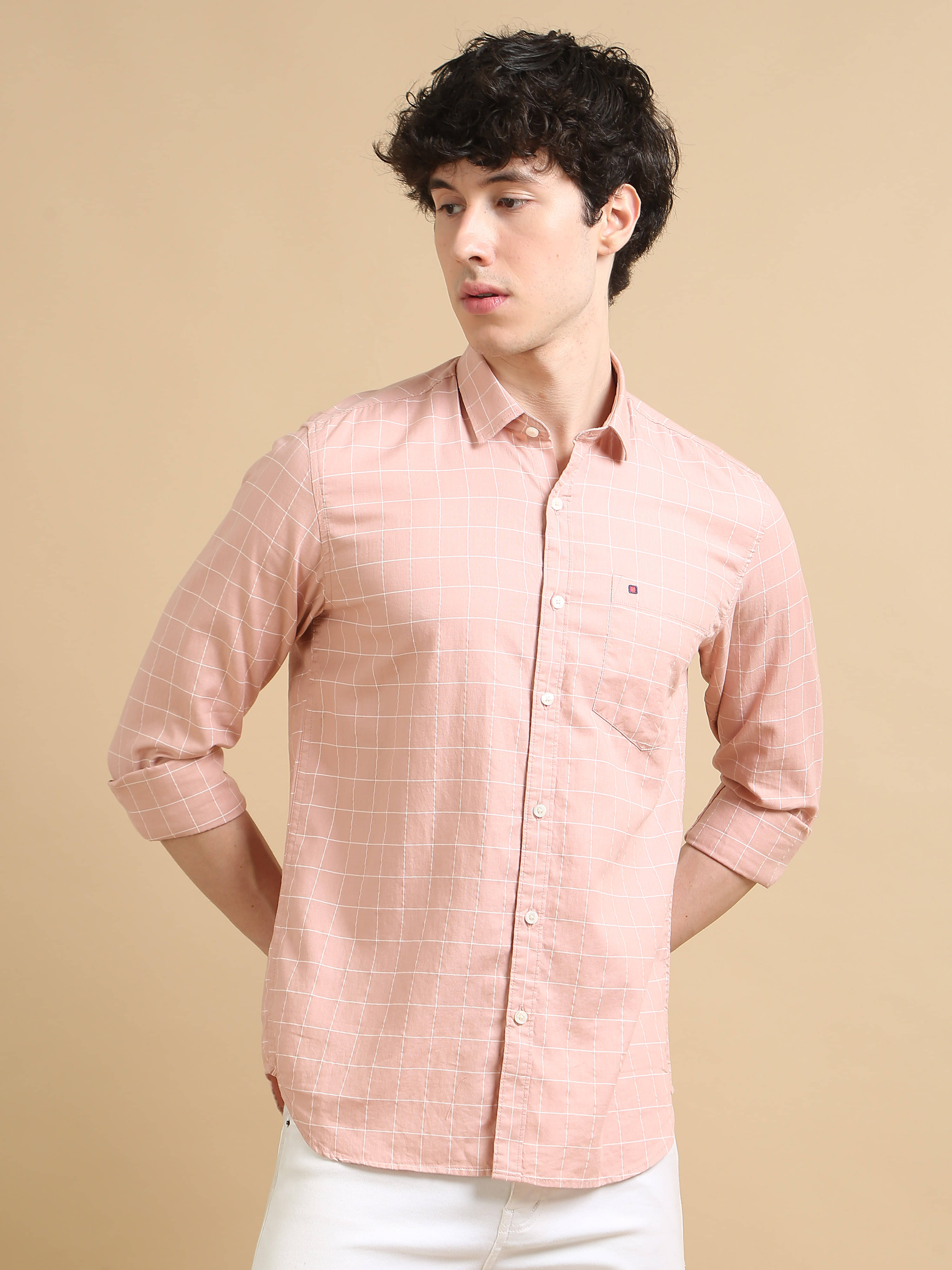 Cool Colors 100% Cotton Slim Fit Checks Full Sleeves Men's Casual Shirt - Pink ( Pack of 1 ) Cool Colors 100% Cotton Slim Fit Checks Full Sleeves Men's Casual Shirt - Pink ( Pack of 1 )