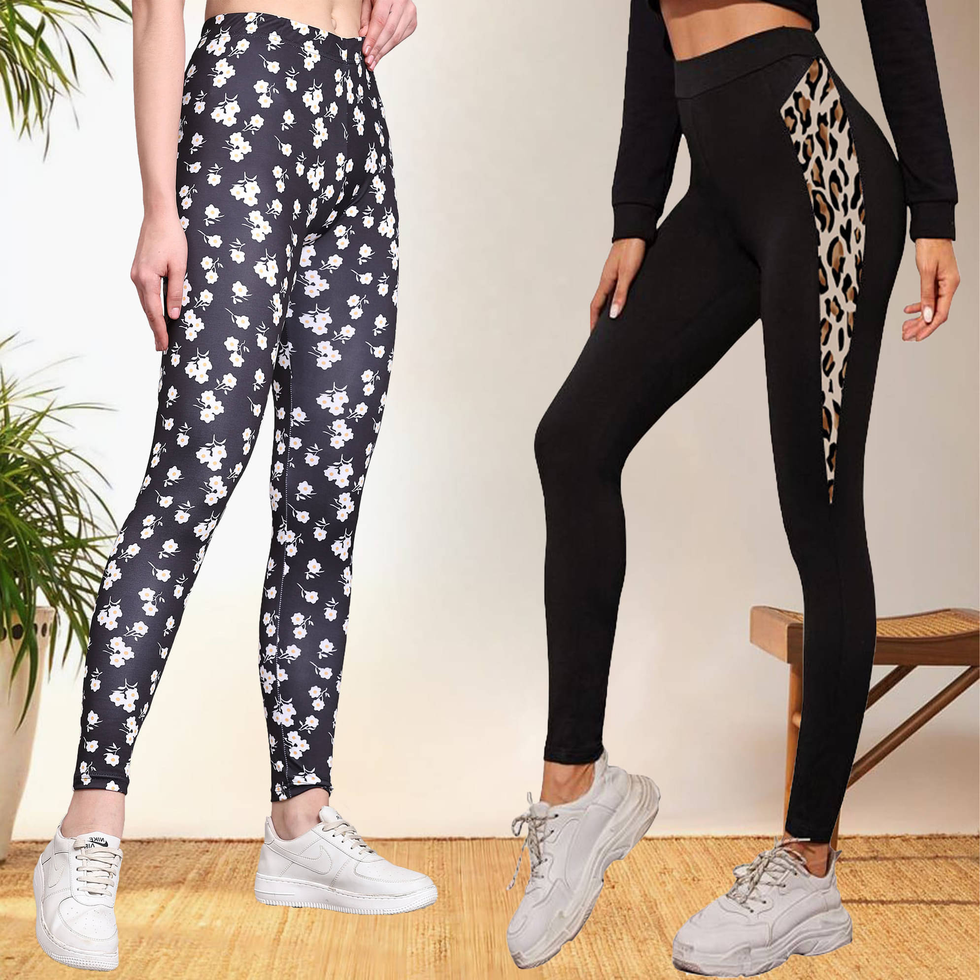     			DTR FASHION - Cotton Blend Regular Fit Multicolor Women's Jeggings ( Pack of 2 )