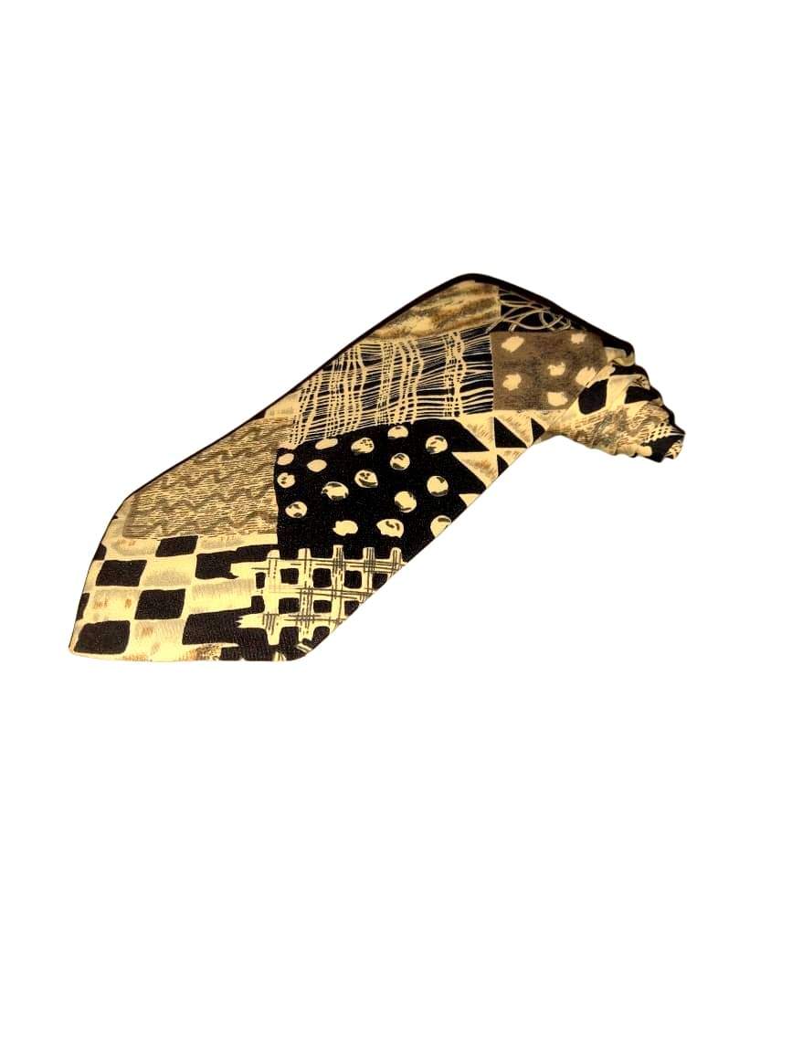     			Denmarc Black Abstract Silk Necktie