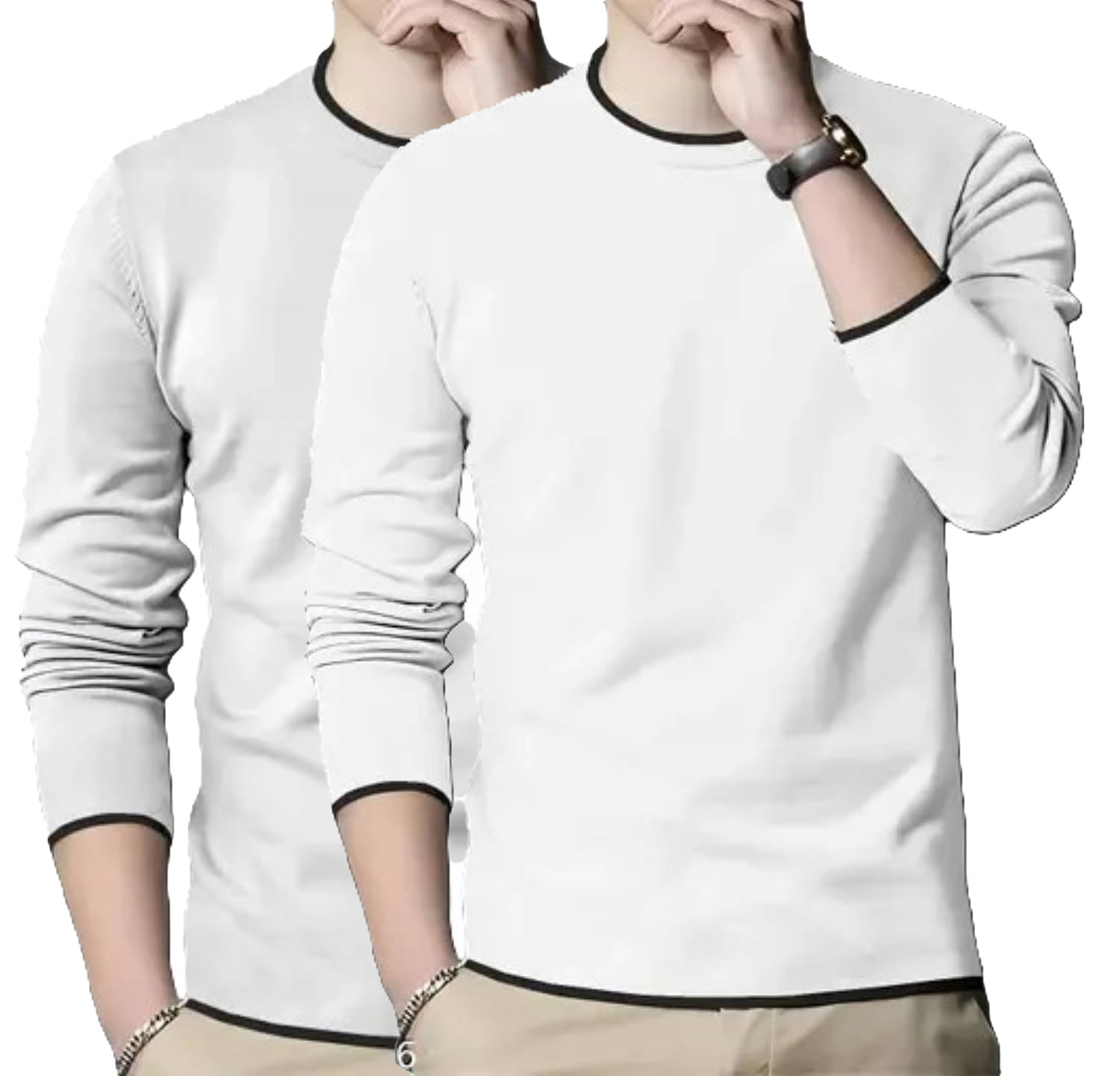 Diaz Cotton Blend Regular Fit Solid Full Sleeves Men's Round T-Shirt - Multicolor1 ( Pack of 2 ) Diaz Cotton Blend Regular Fit Solid Full Sleeves Men's Round T-Shirt - Multicolor1 ( Pack of 2 )