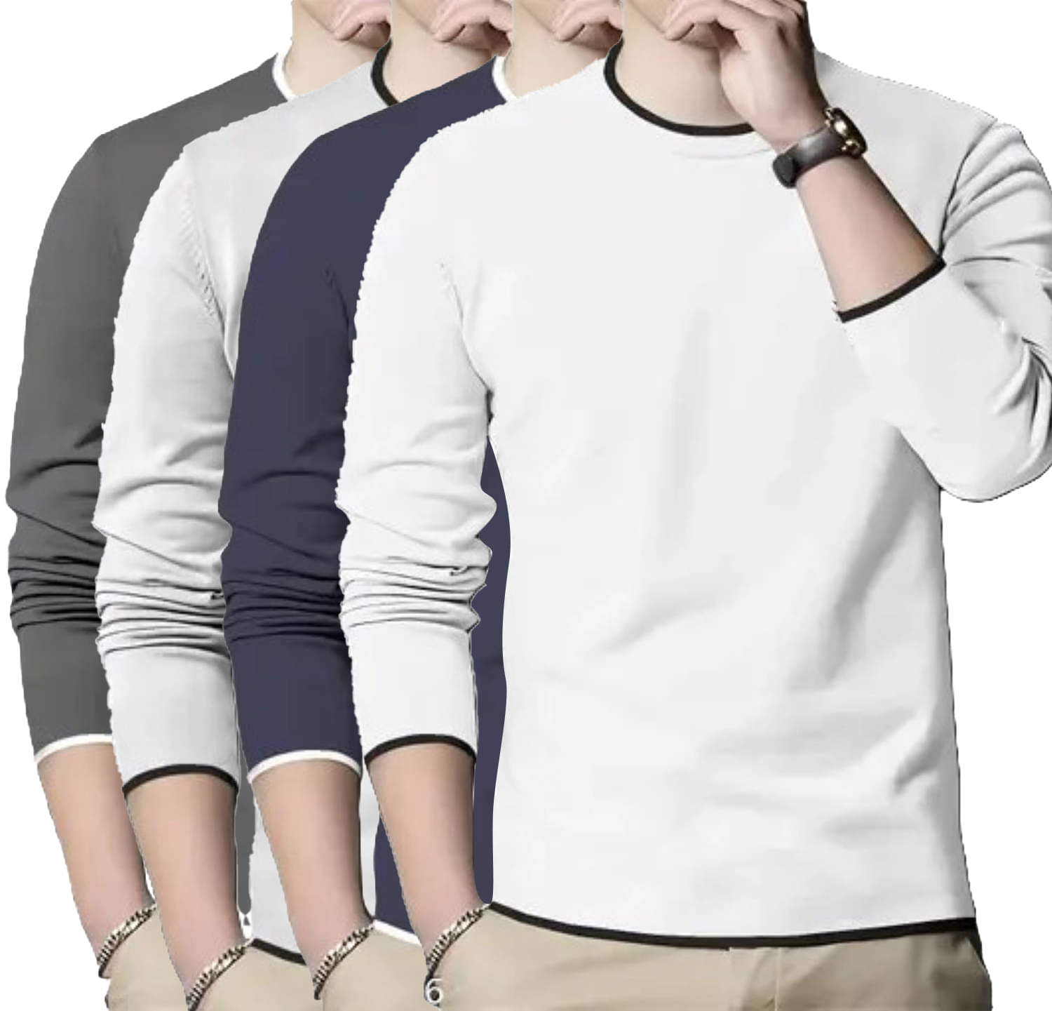 Diaz Cotton Blend Regular Fit Solid Full Sleeves Men's Round T-Shirt - Multicolor1 ( Pack of 4 ) Diaz Cotton Blend Regular Fit Solid Full Sleeves Men's Round T-Shirt - Multicolor1 ( Pack of 4 )