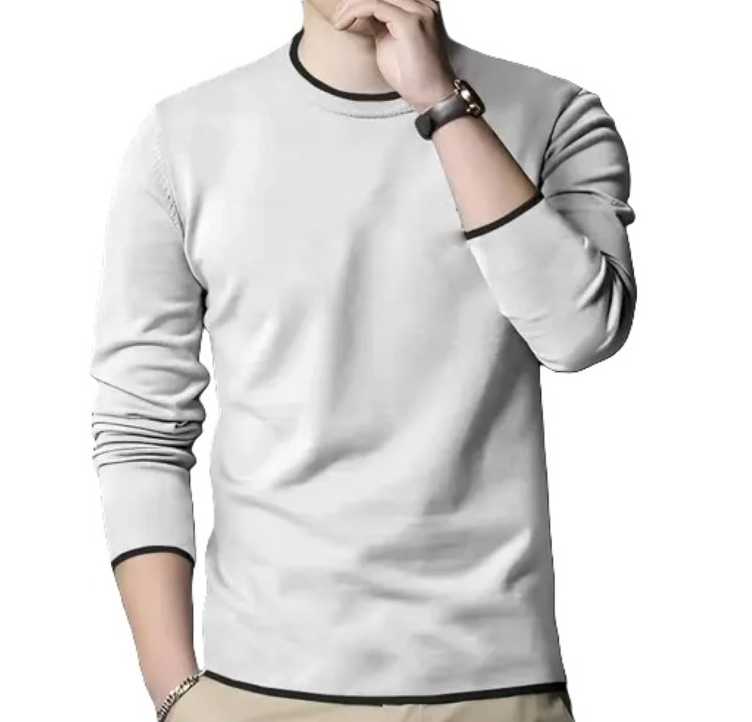 Diaz Cotton Blend Regular Fit Solid Full Sleeves Men's Round T-Shirt - Grey ( Pack of 1 ) Diaz Cotton Blend Regular Fit Solid Full Sleeves Men's Round T-Shirt - Grey ( Pack of 1 )
