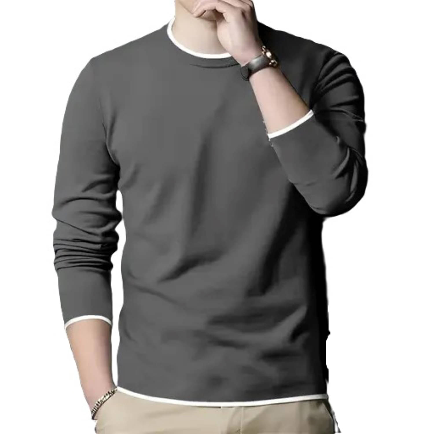 Diaz Cotton Blend Regular Fit Solid Full Sleeves Men's Round T-Shirt - Charcoal Grey ( Pack of 1 ) Diaz Cotton Blend Regular Fit Solid Full Sleeves Men's Round T-Shirt - Charcoal Grey ( Pack of 1 )