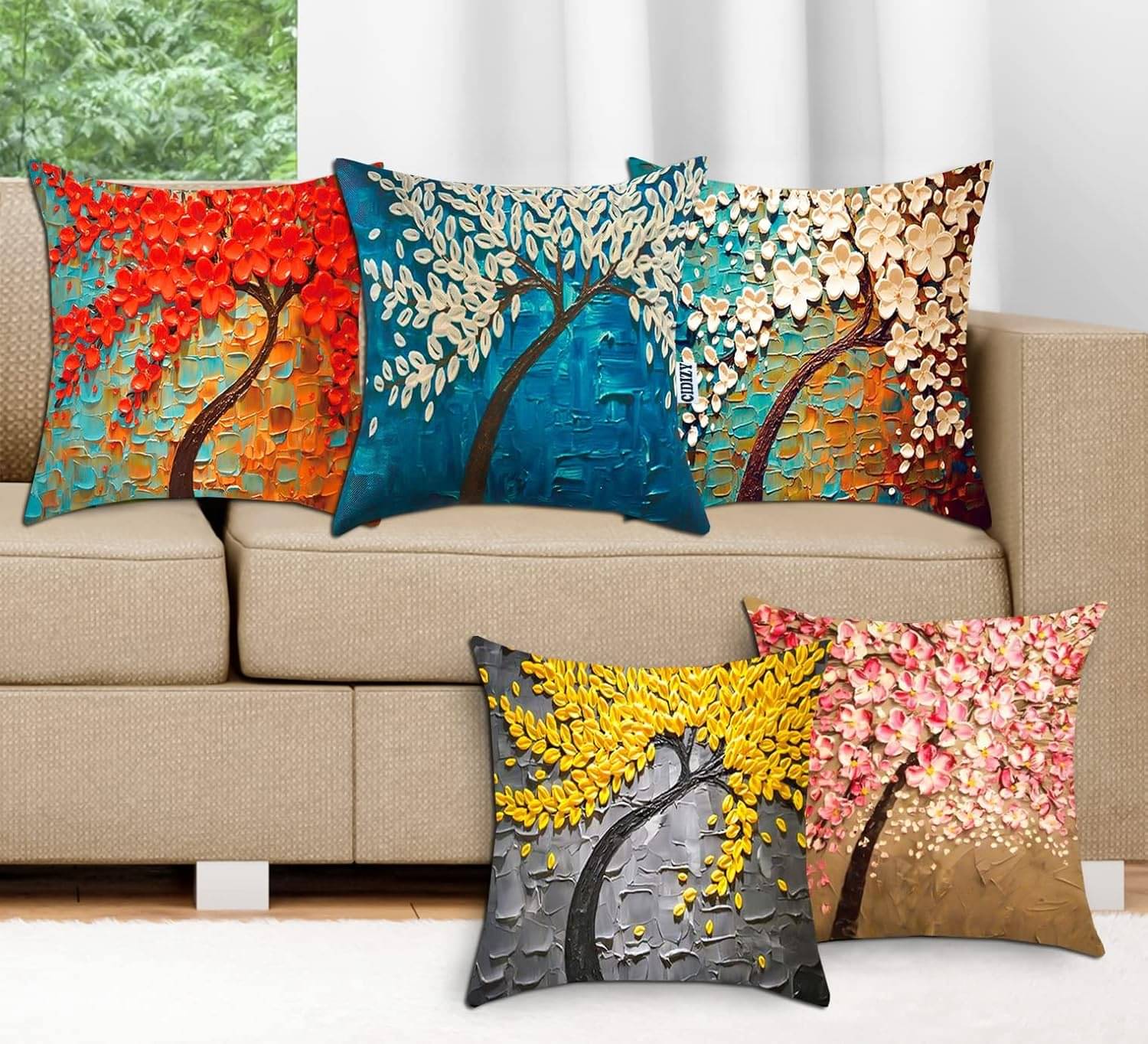 Exopick Set of 5 Jute Nature Square Cushion Cover (40X40)cm - Multicolor Exopick Set of 5 Jute Nature Square Cushion Cover (40X40)cm - Multicolor