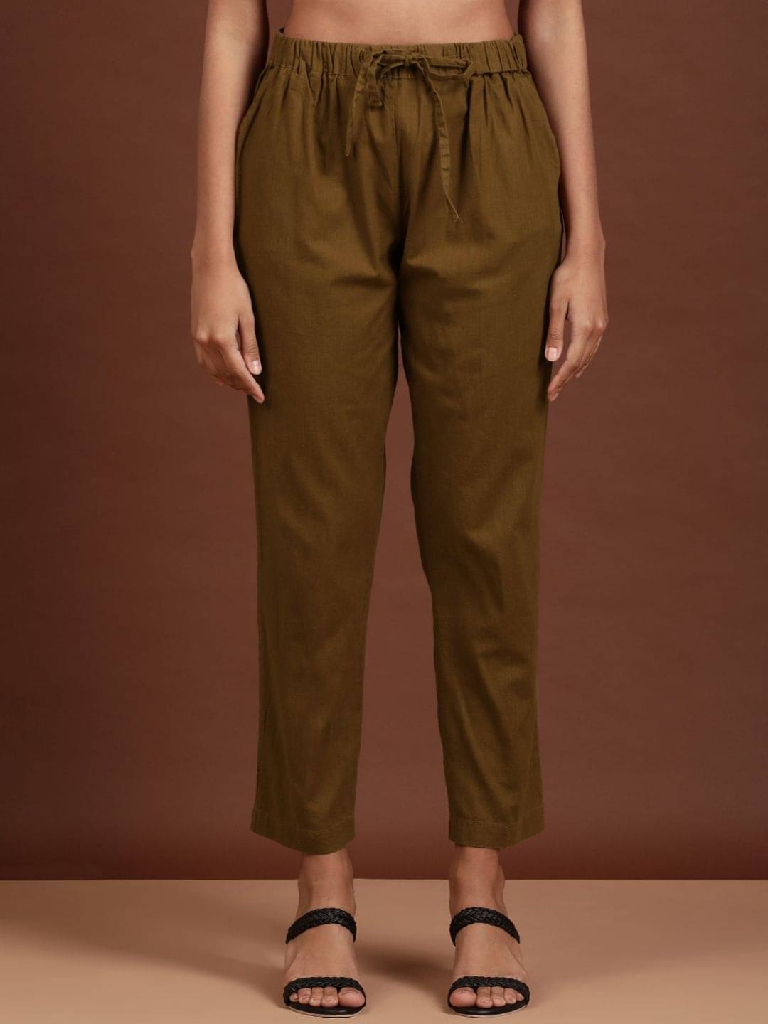     			Freehand Pack of 1 Cotton Regular Women's Casual Pants ( Brown )