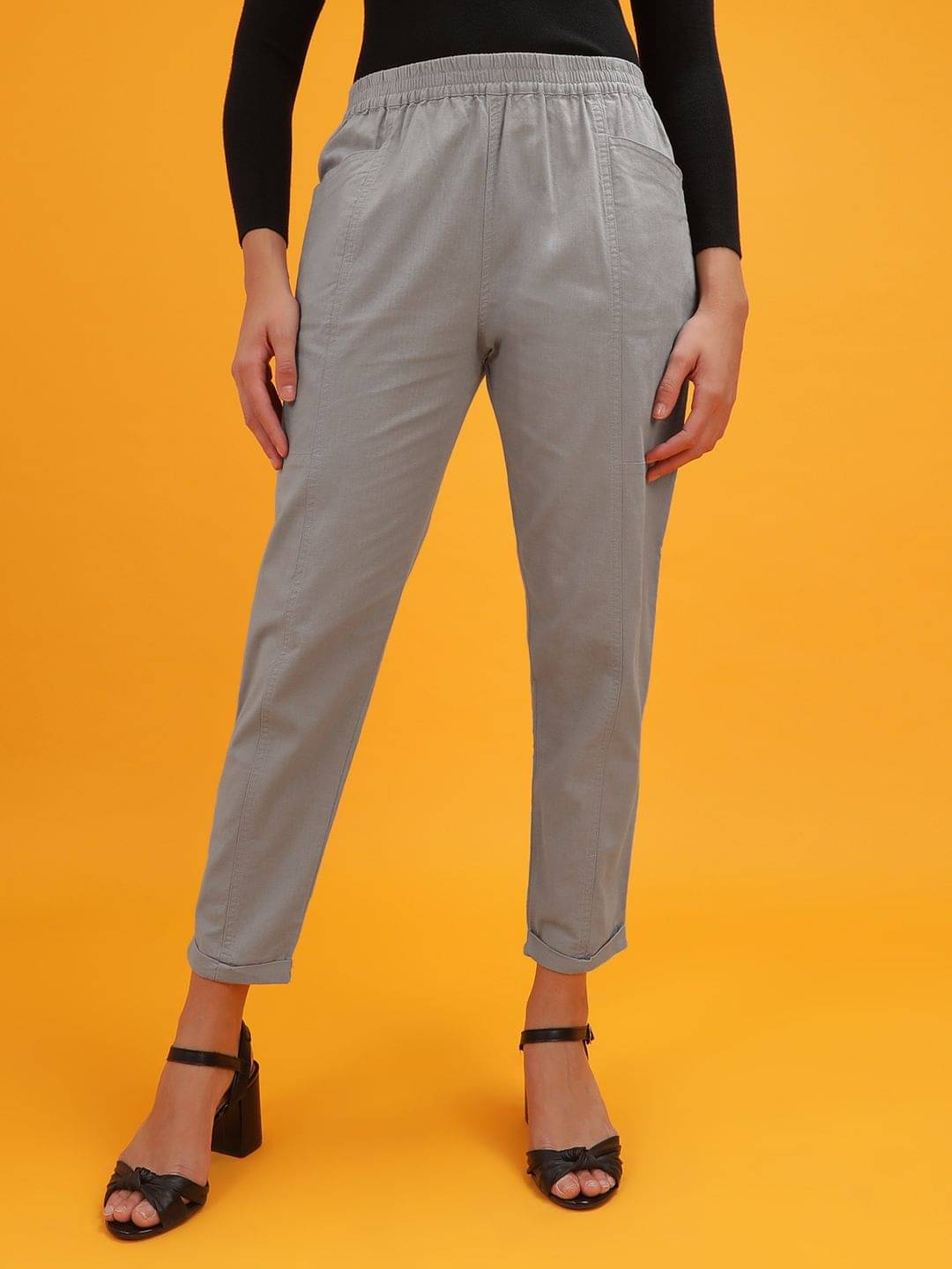     			Freehand Pack of 1 Cotton Regular Women's Casual Pants ( Grey )