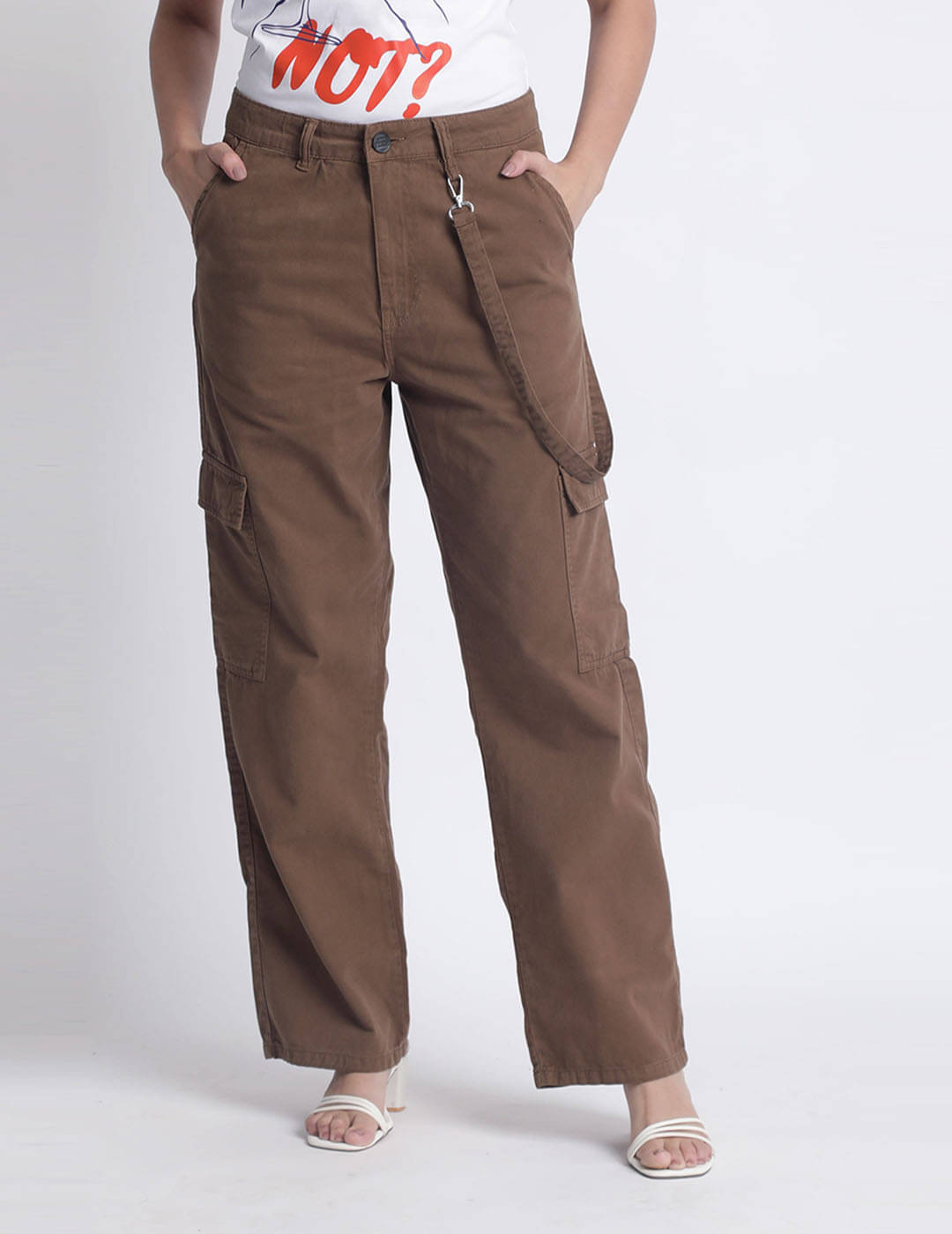     			IVOC Women Straight Fit High-Rise Cotton Cargos